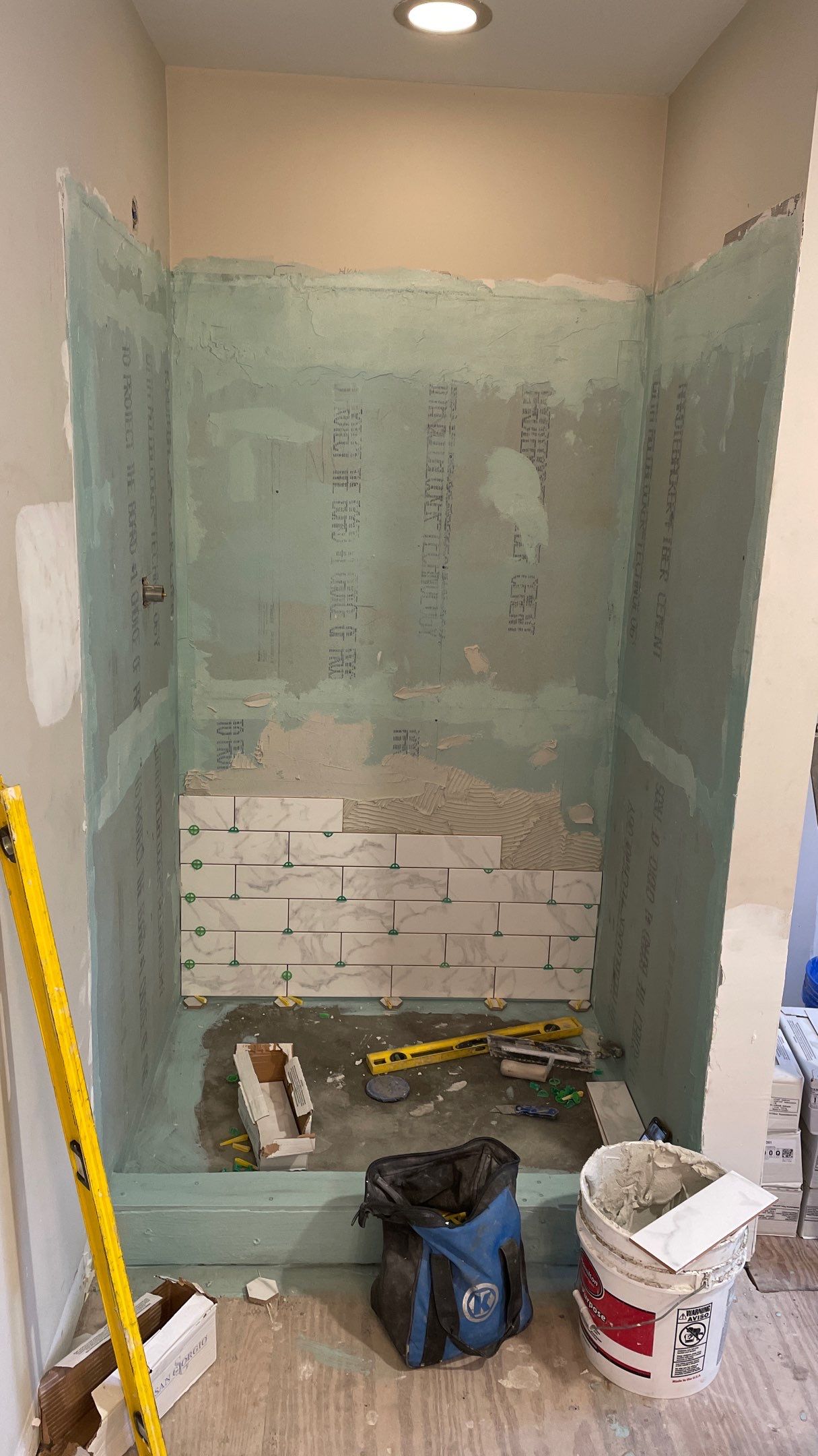 Bathroom Remodel with new Subway Tile Shower by Footprints Floors of Coastal Carolina