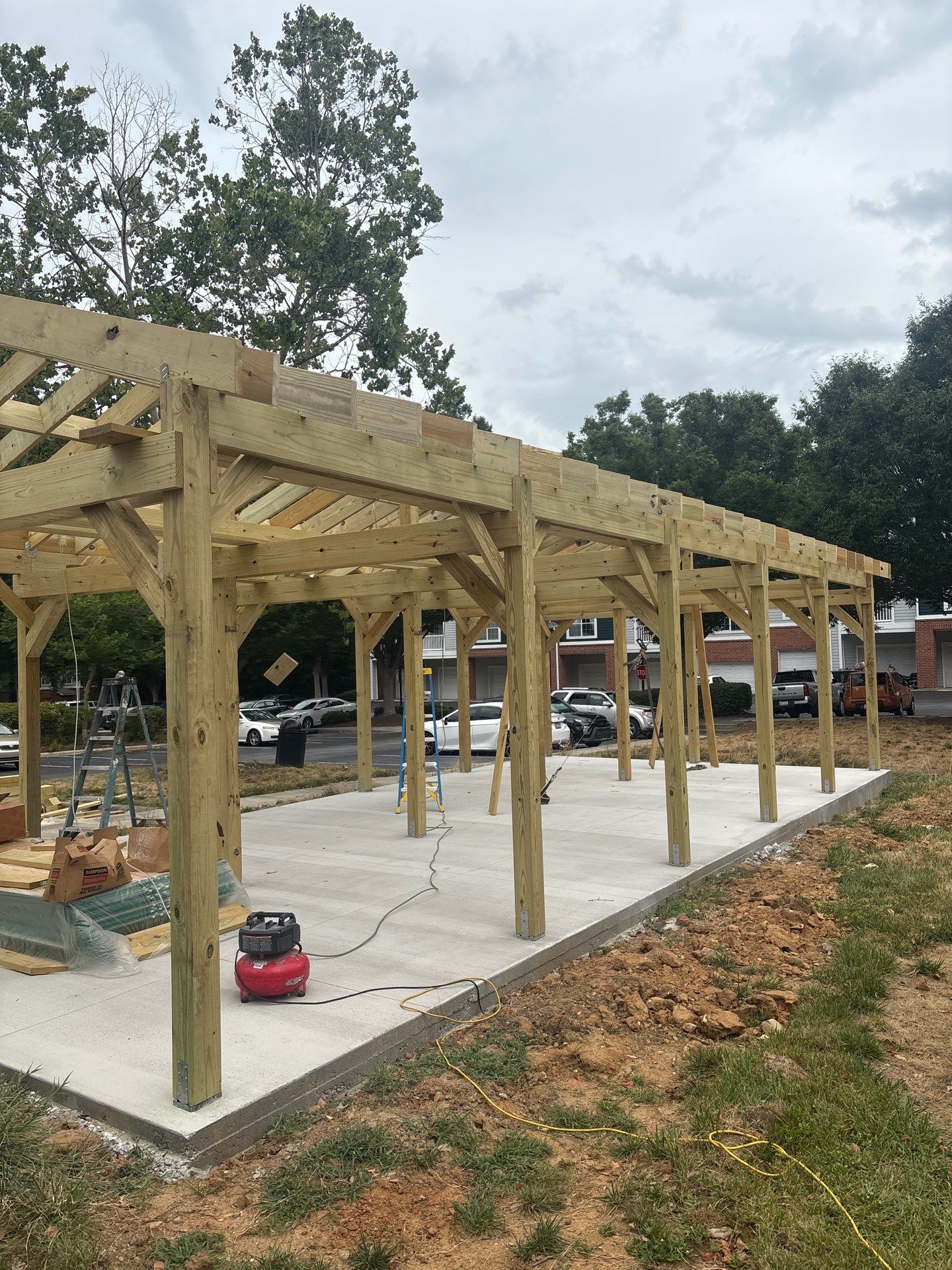 Custom Timber Frame Pavilion for Cluster Mailbox Units in Raleigh by Billy Weatherspoon Contractor