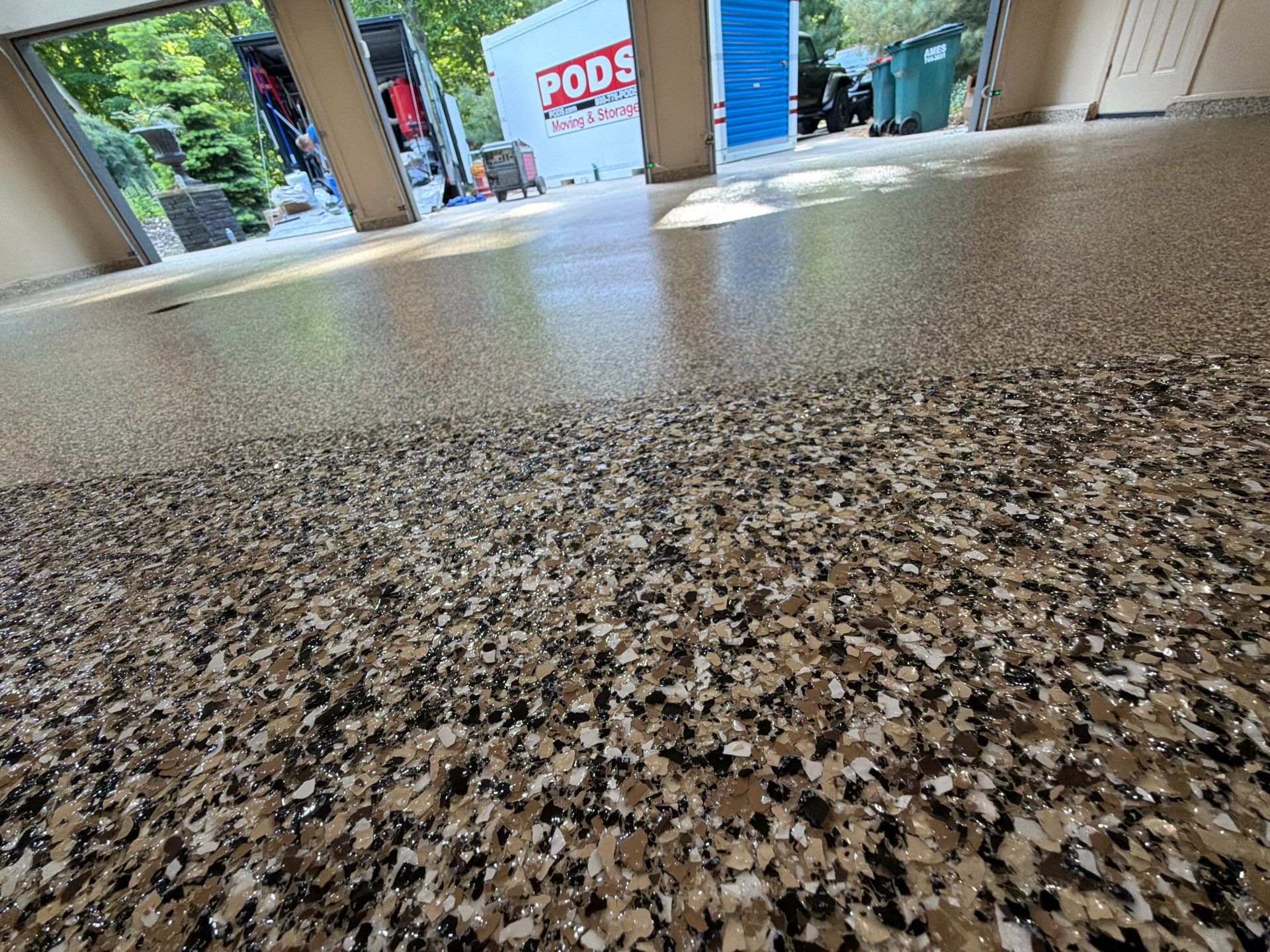 Multi-Colored Epoxy Flake Garage Floor Coating in Norton Shores by Gordon Painting