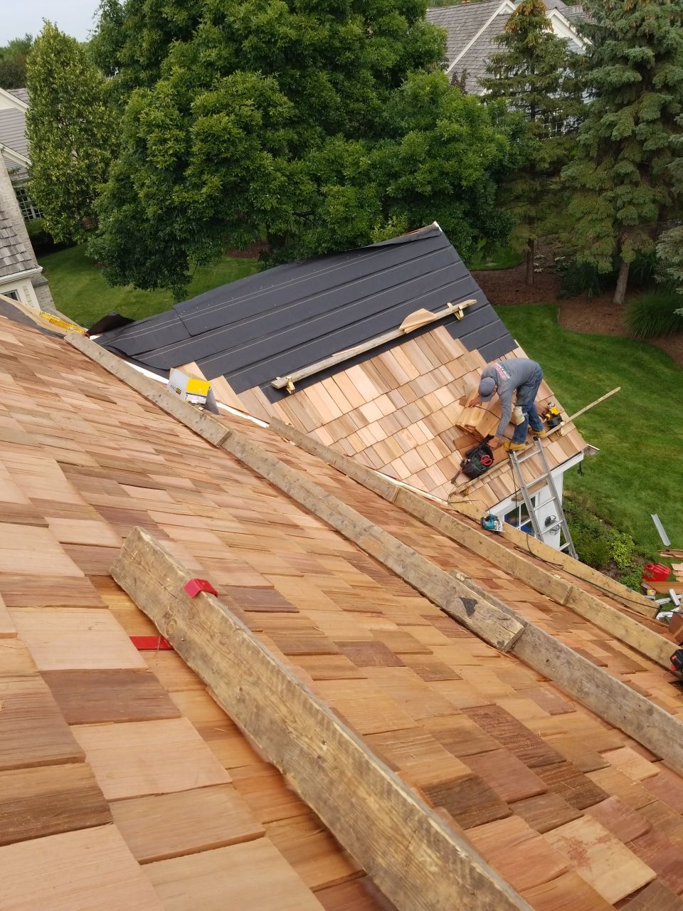 Cedar Roof Installation in Lake Forest by Custom Installations, Inc.