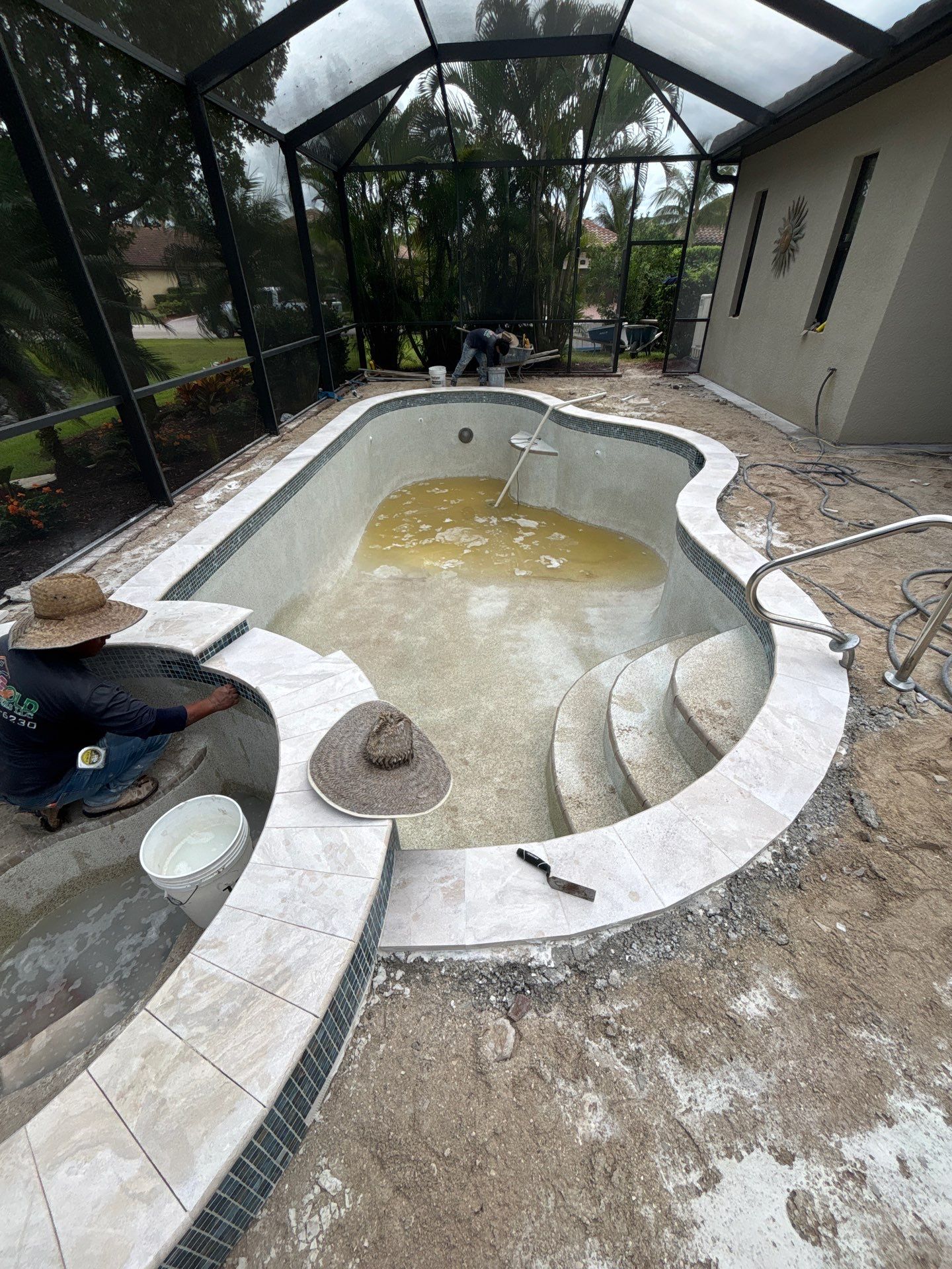 Textured Marble Pool Deck - Bonita National Golf & Country Club by Old Town Pavers Llc