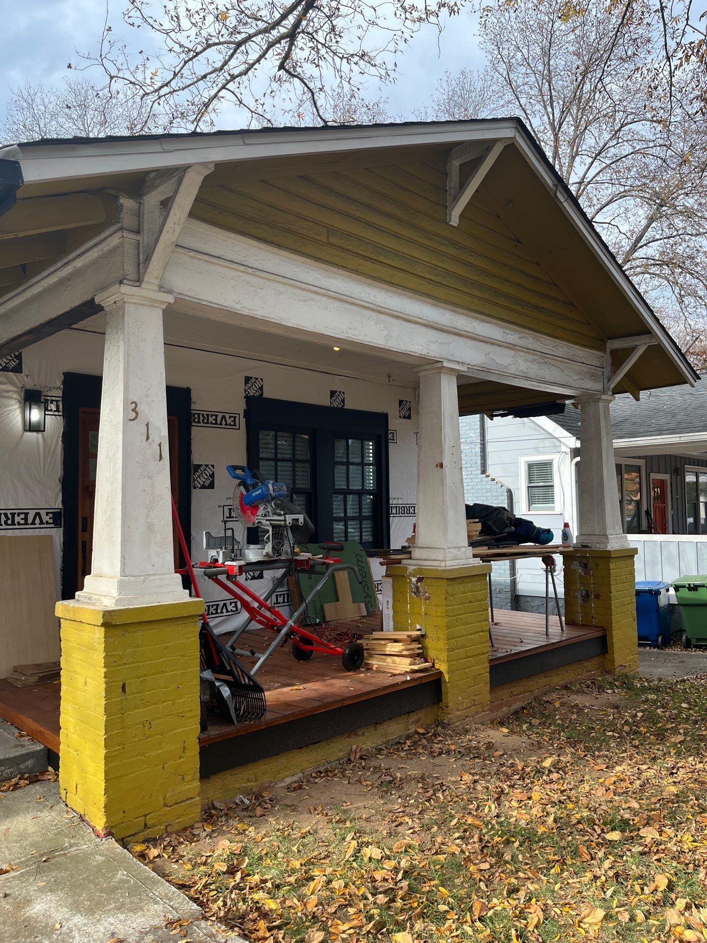 Cedar Tongue & Groove Porch Ceiling Installation Plus James Hardie Siding Replacement by Nelson Exteriors 