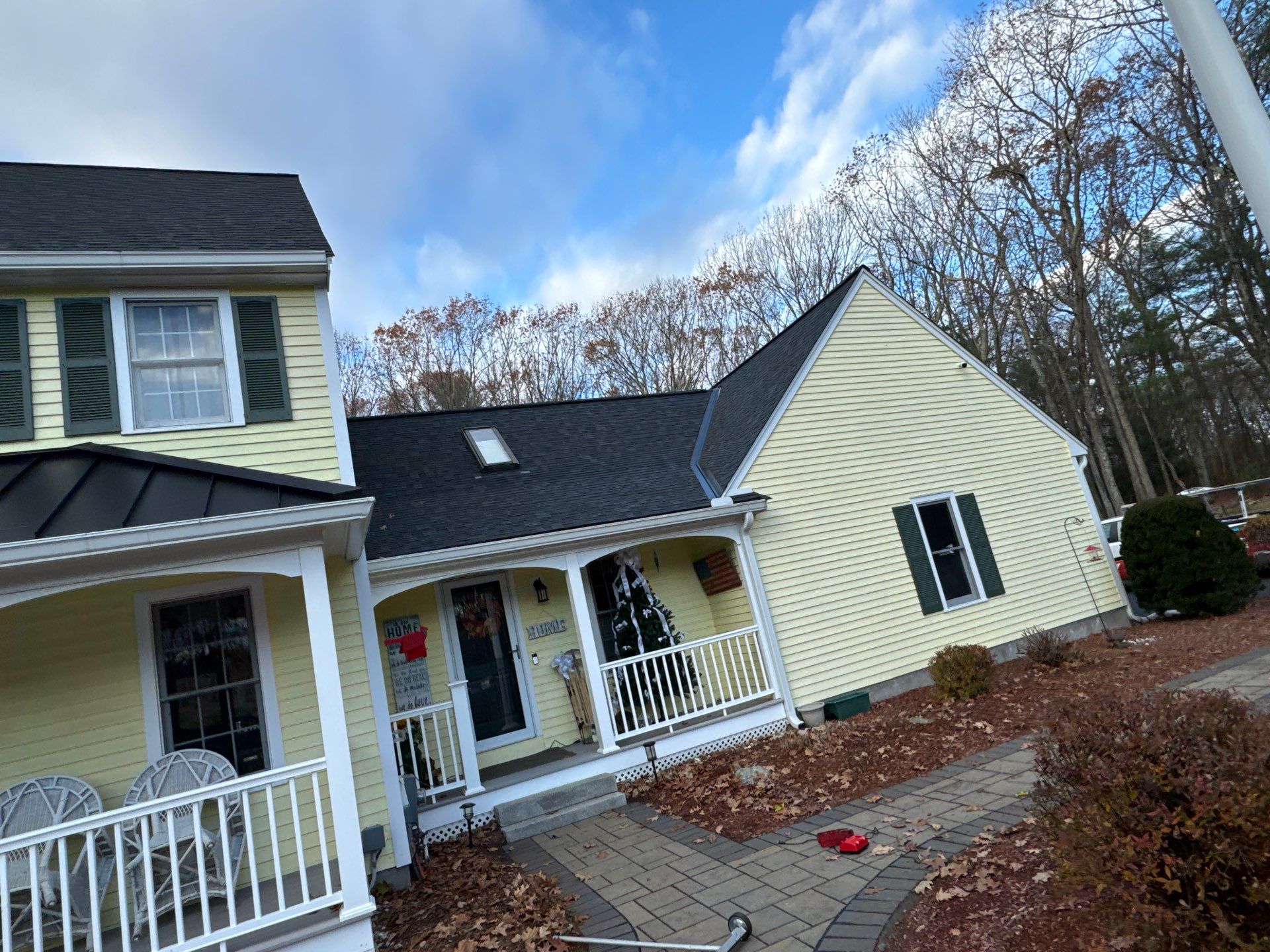 Chelmsford Premium Roof: Onyx Black Shingles with Standing Seam Metal Porch by Mighty Dog Roofing of Greater Middlesex County