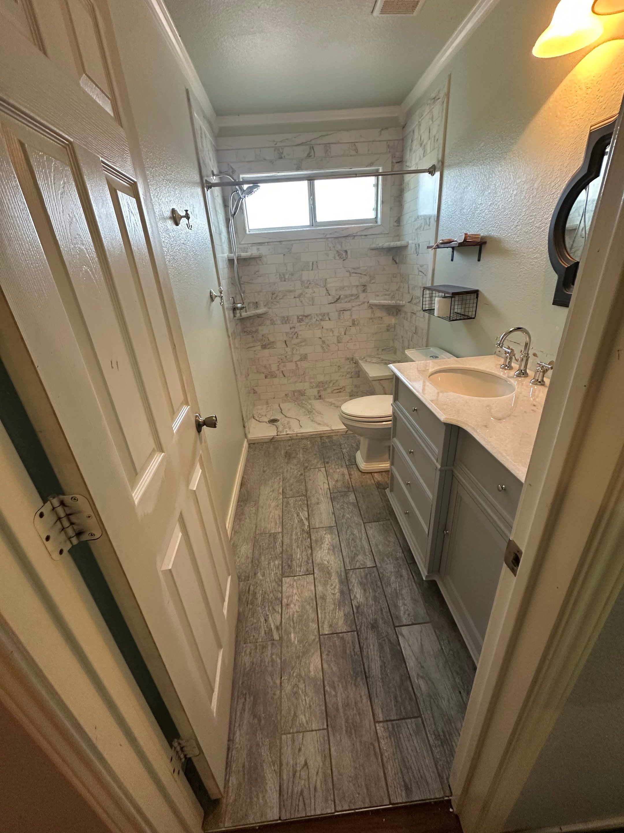 Tub to Walk in Shower and new vanity in Kyle by Lane Lauritsen - The Hill Country, Texas