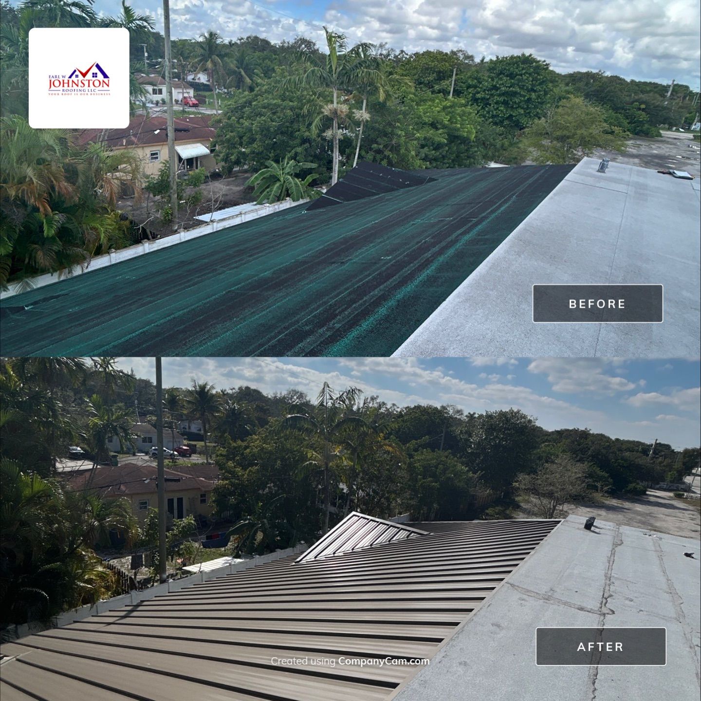 COMMERCIAL REROOF 24 GUAGE MEDIUM BRONZE 1-1/2" MECHANICAL SEAM "ZEBRA METHOD" by Earl W. Johnston Roofing 