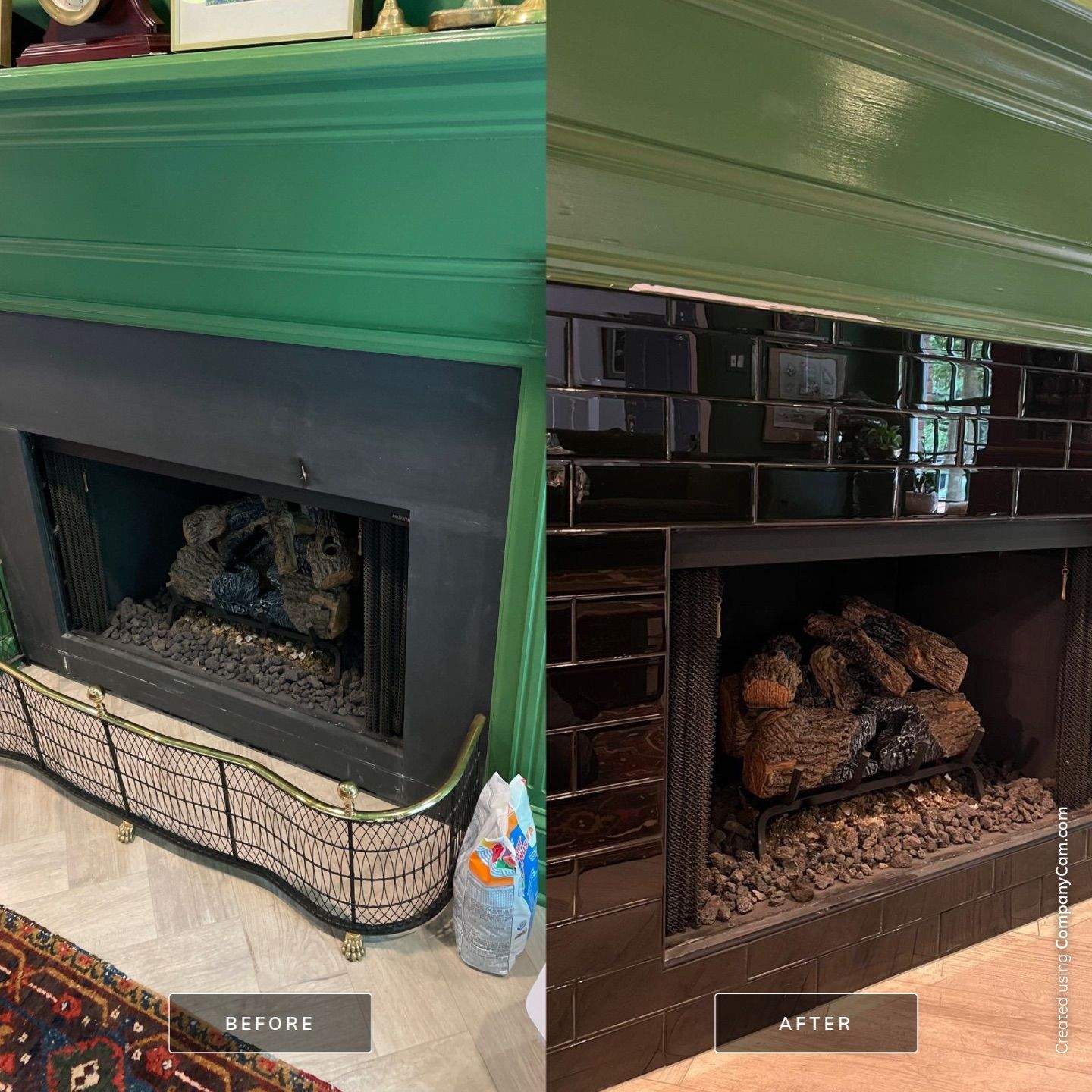 Fireplace tile upgrade by Footprints Bath and Tile of East Atlanta