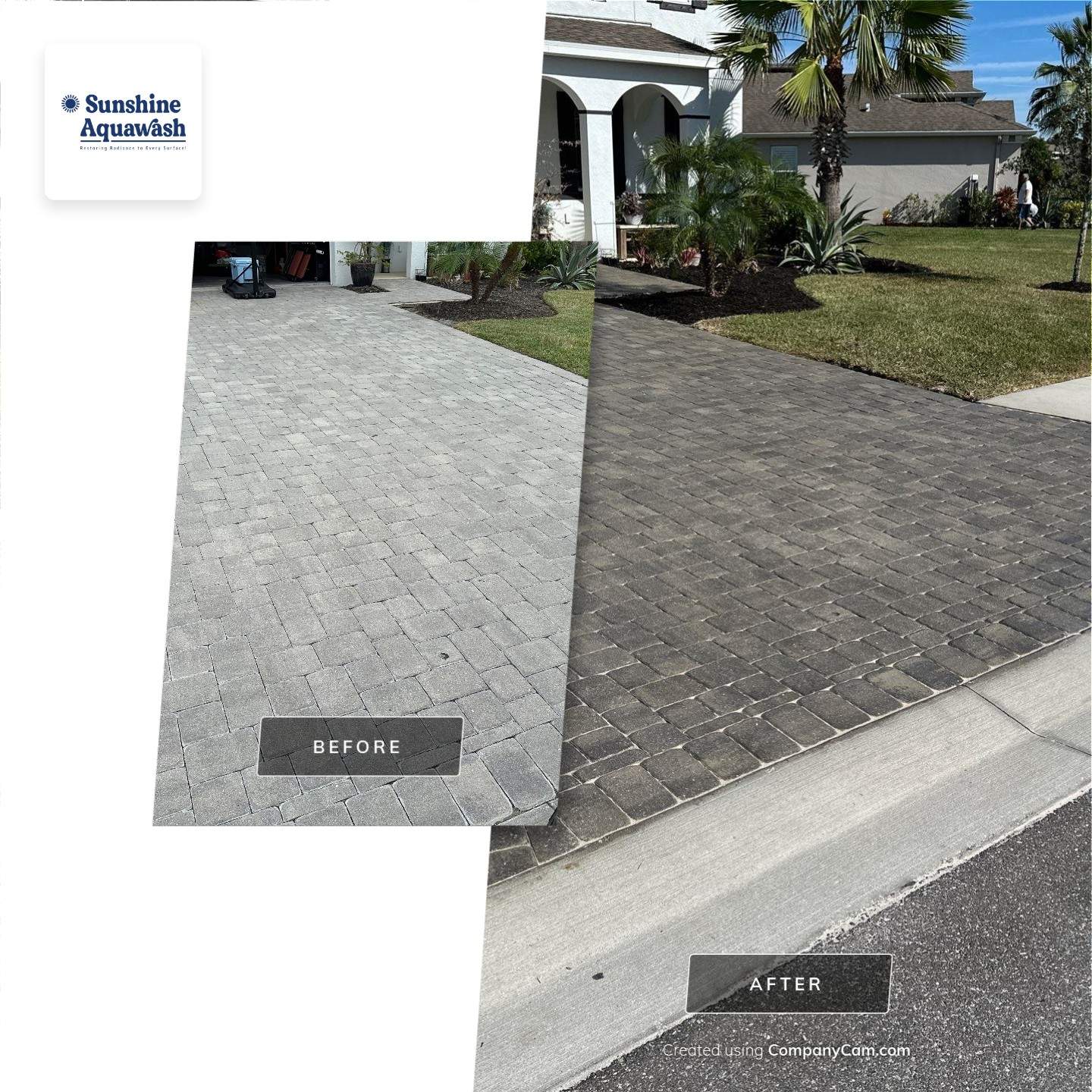 2-Story House Wash & Paver Driveway Cleaning in Trevesta Community, Palmetto, FL | Sunshine AquaWash by Sunshine AquaWash
