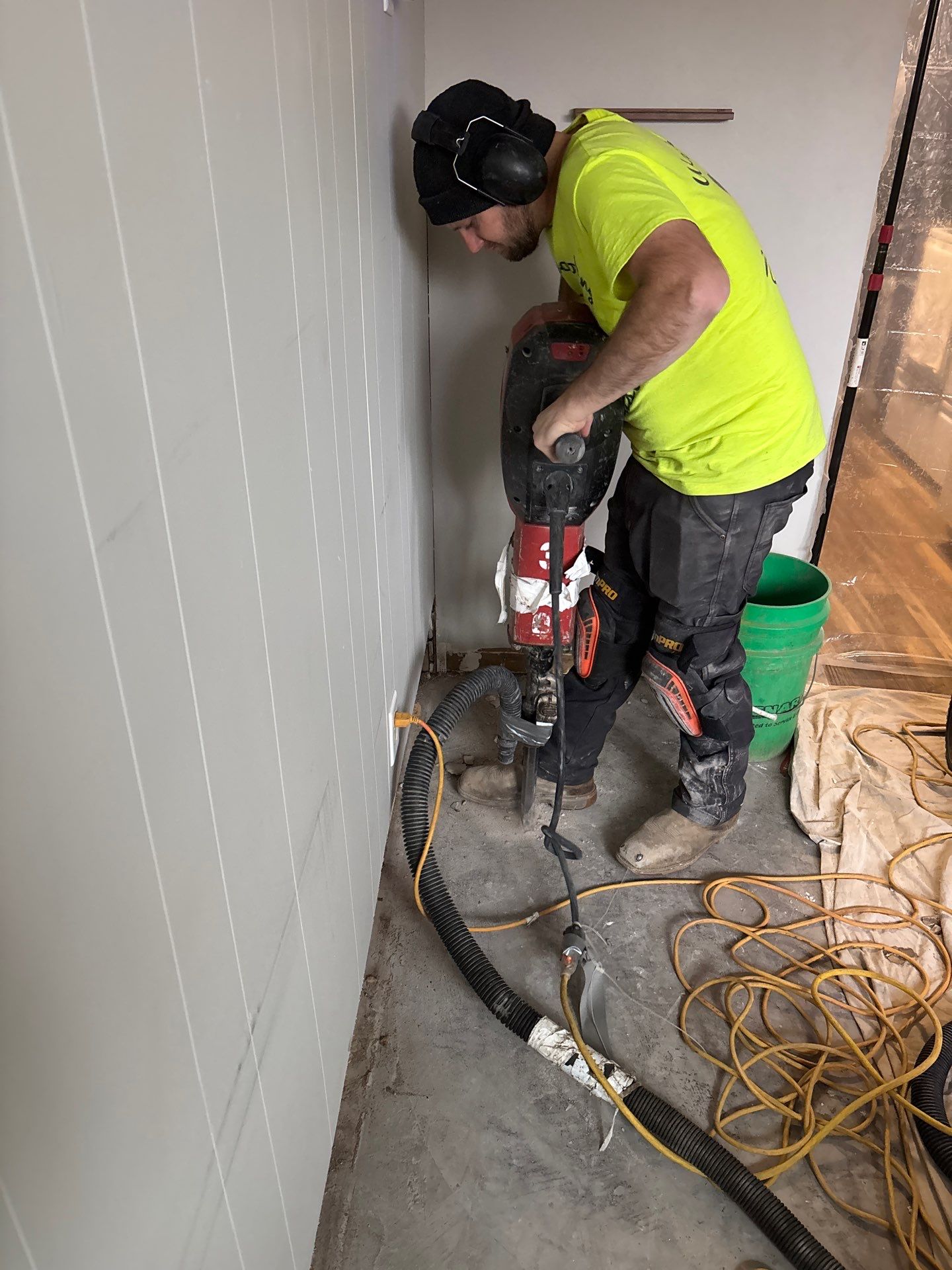 Drain tile and sump pump for George by Waterproofing Northeast