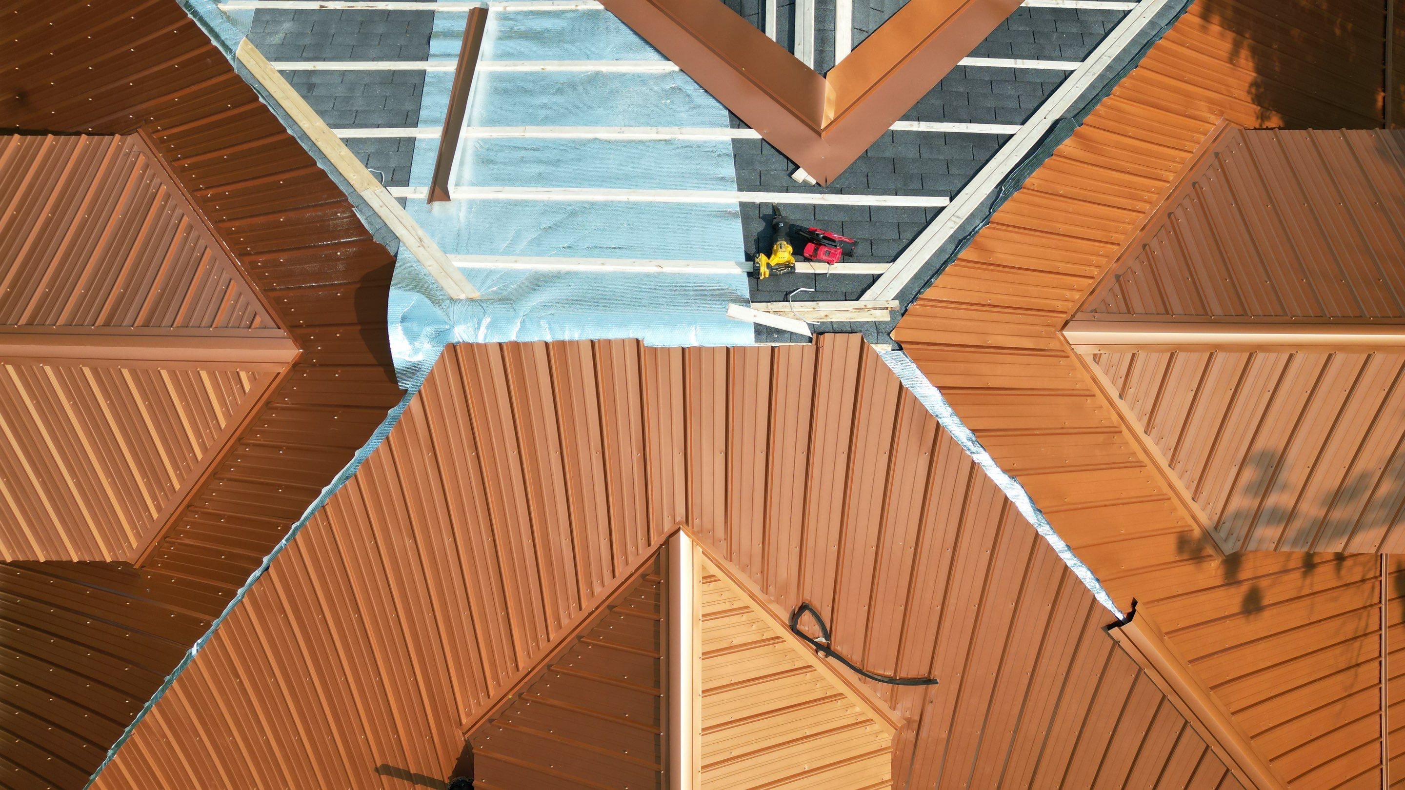 Residential Roofing Installation using Performance Panel Metal - Copper Metallic by RoofX 