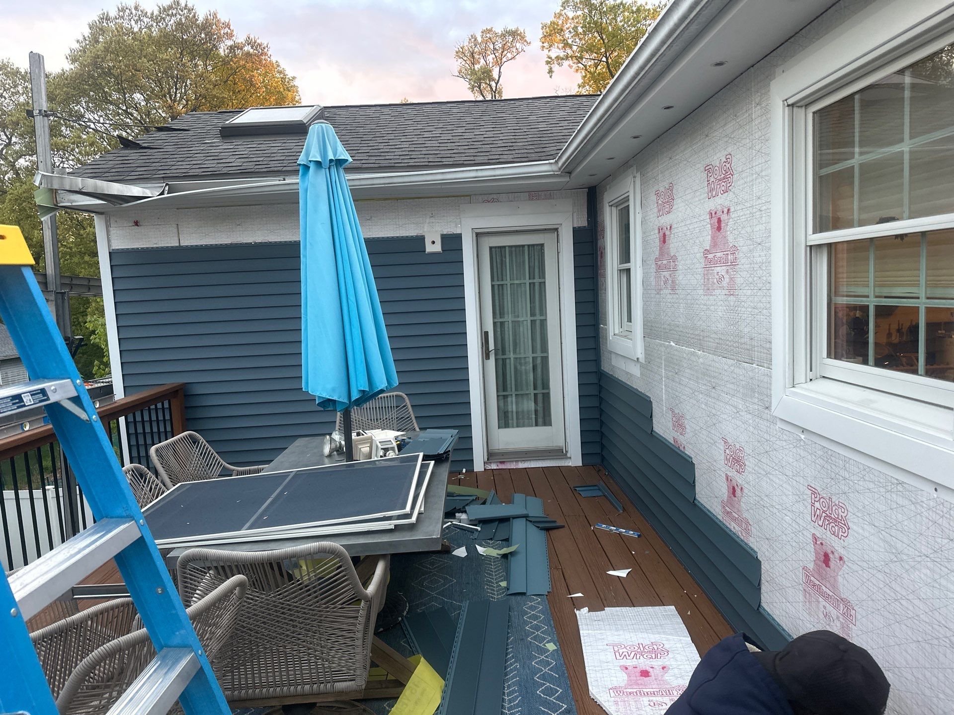 Siding Installation using Certainteed Cedar Impressions Straight Edge Perfection Shingles - D7 - Pacific Blue by A Plus Exterior