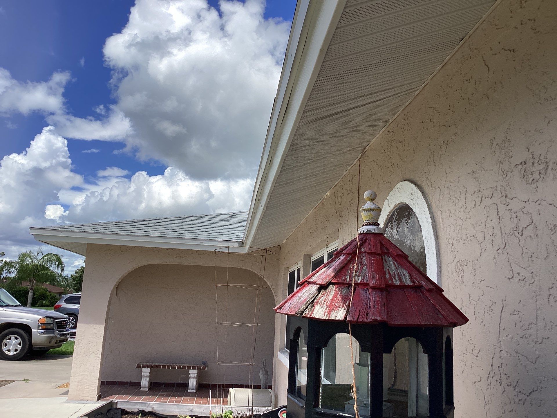 White Seamless Gutters and Splash Guards in Fort Myers FL by Gutter Professor by Gutter Professors