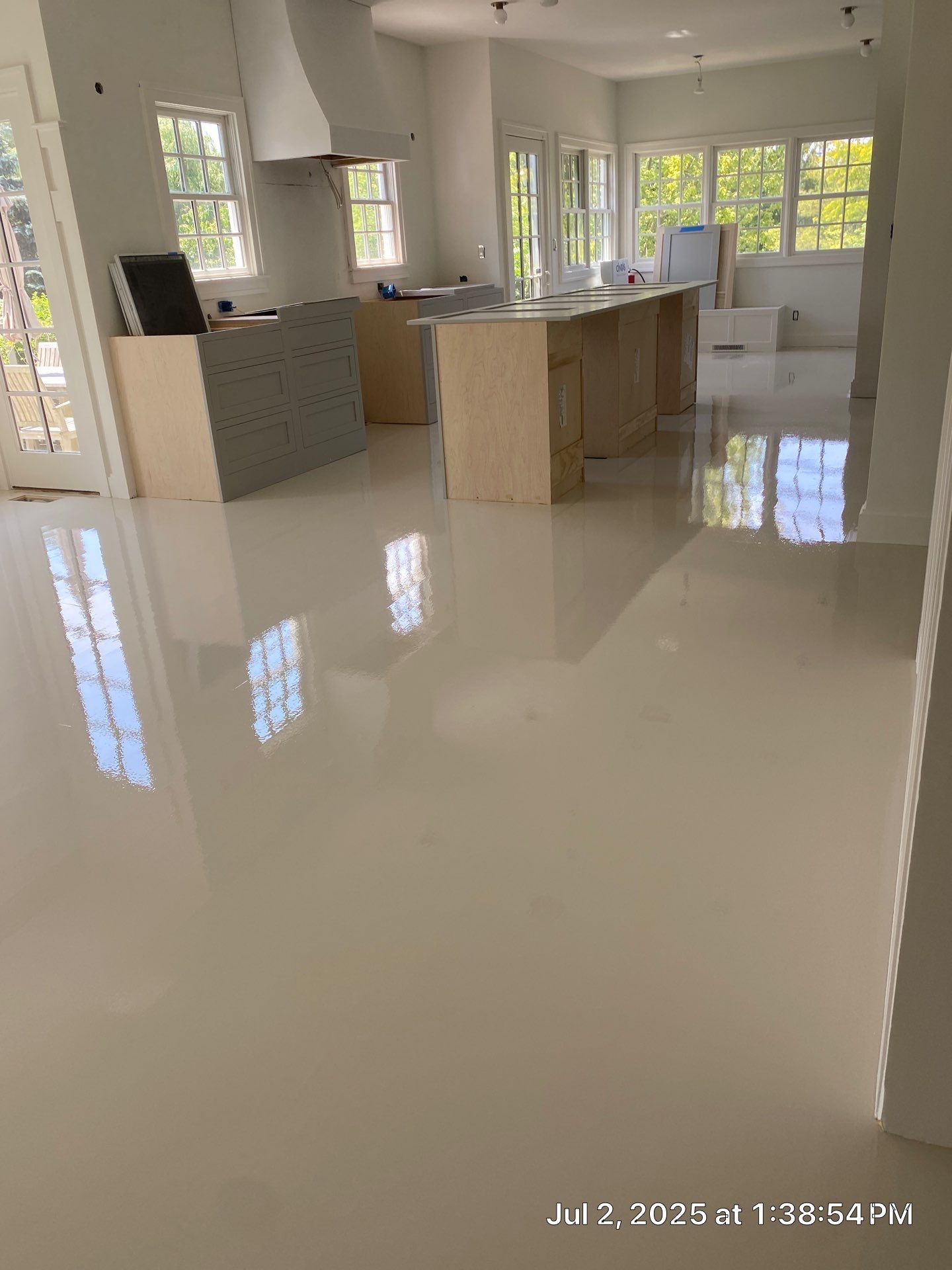 Paint the brand new maple floor...WHITE! Designer-driven project is a showstopper! by RTBaldwin Hardwood Floors