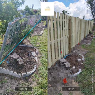 Pressure-Treated Wood Privacy Fence and Chain Link Installation in Port Charlotte