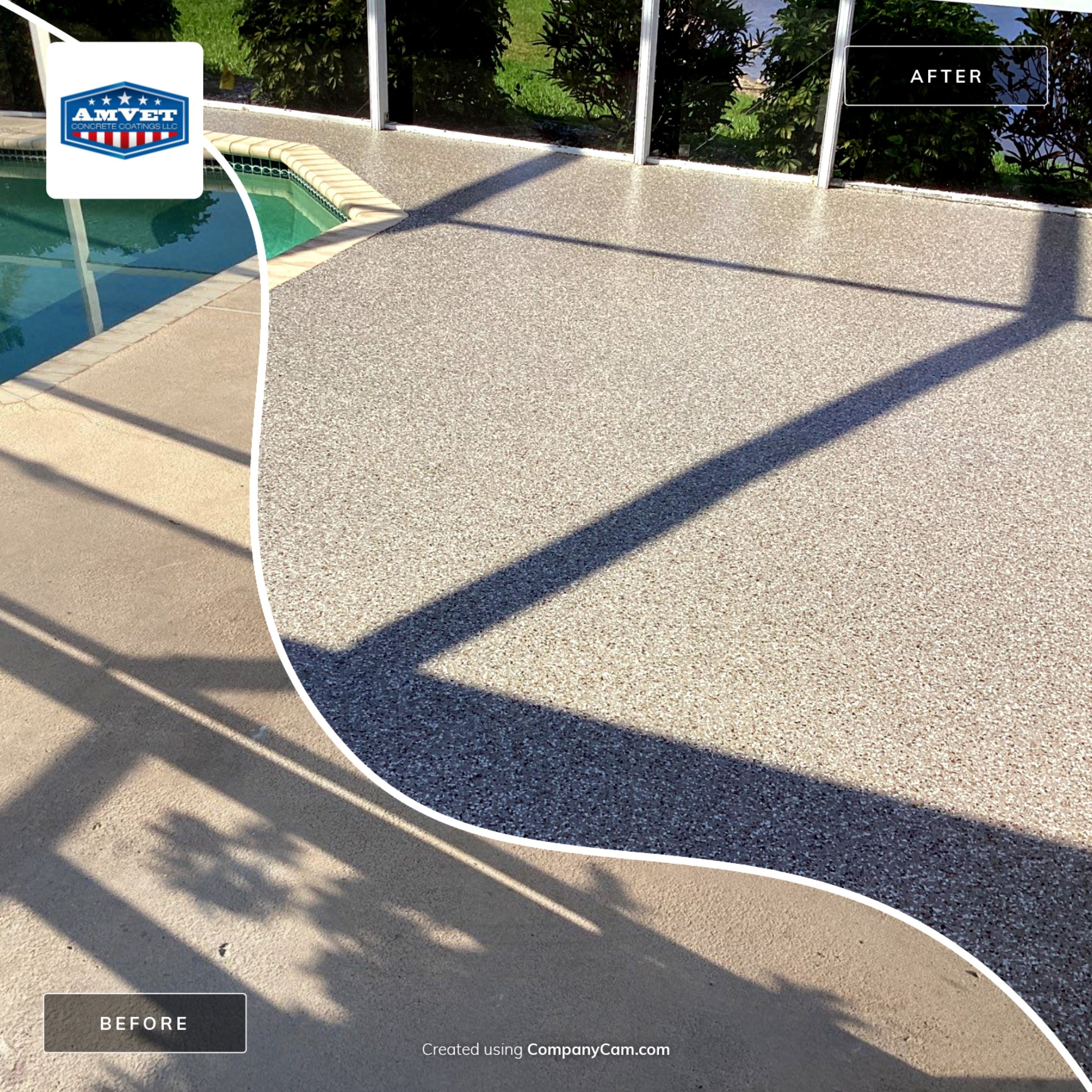 Patio using Pebble Beach by Amvet concrete coatings llc