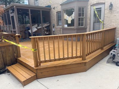 Wood cleaning and staining using Armstrong cloark oil stain