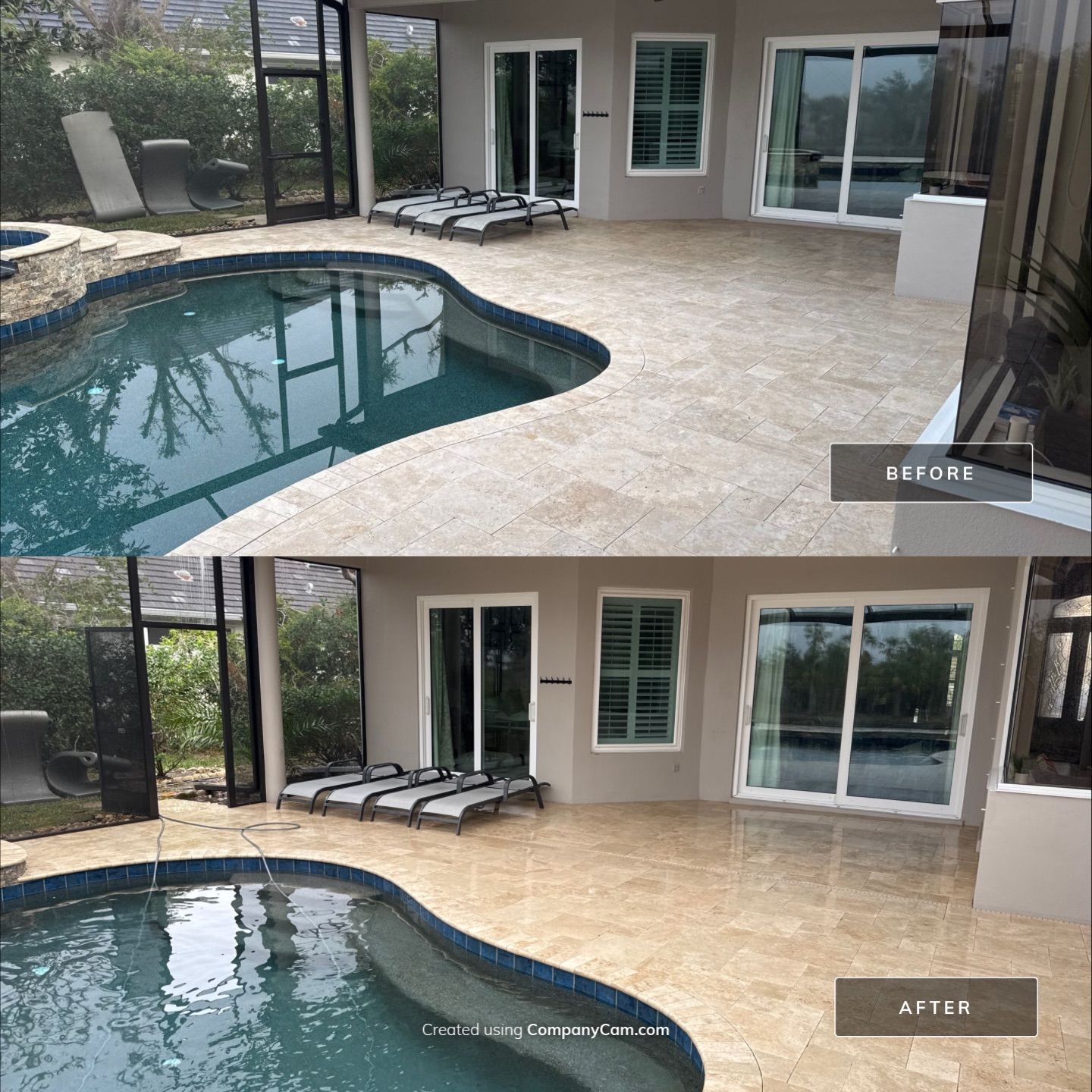 🏡 House Wash, Screen Enclosure & Travertine Pool Deck Cleaning – River Wilderness, Parrish, FL ✨ by Sunshine AquaWash