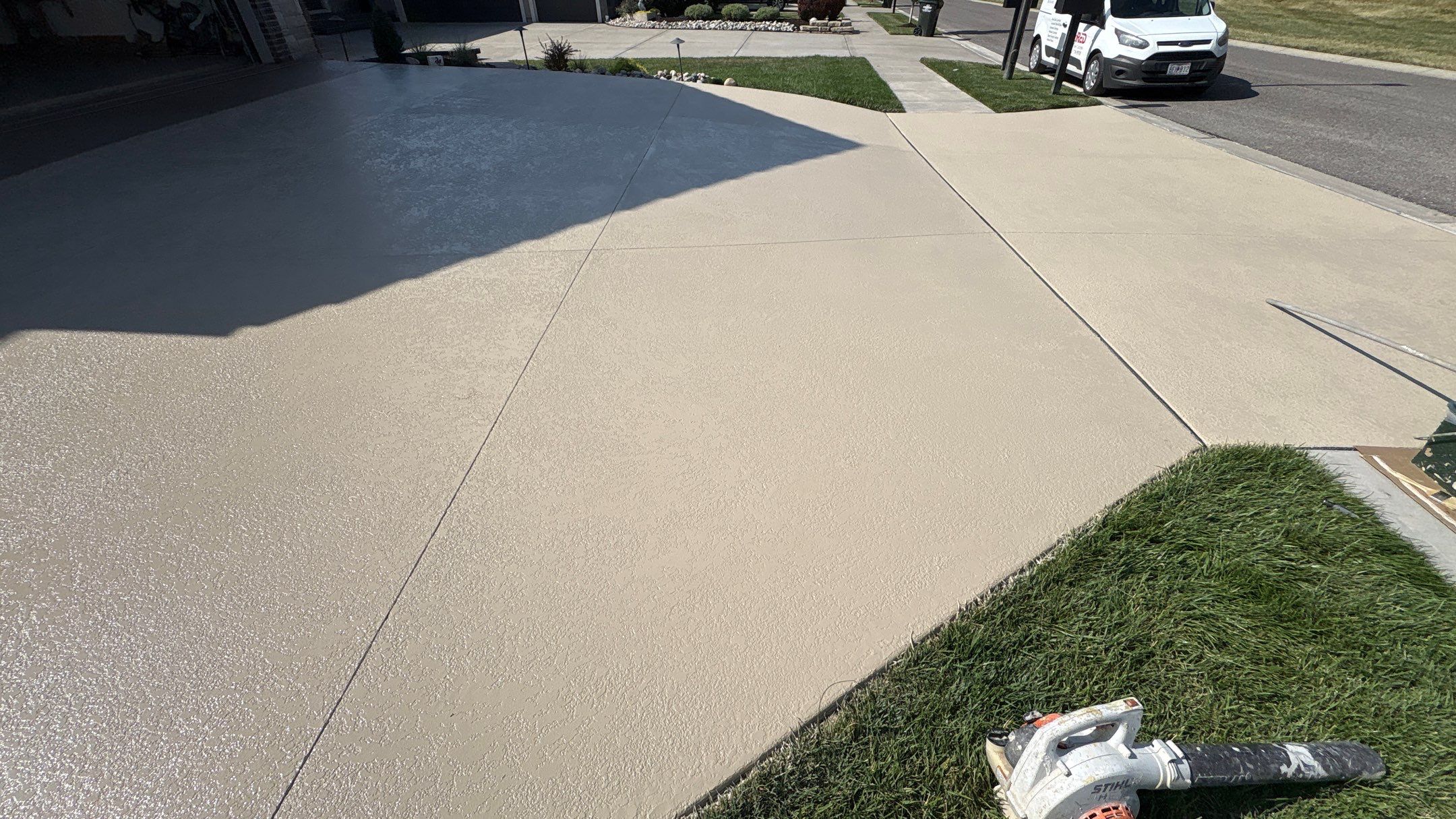 Two-Tone Driveway Resurface - Olathe, KS by Big Red Decorative Concrete, LLC