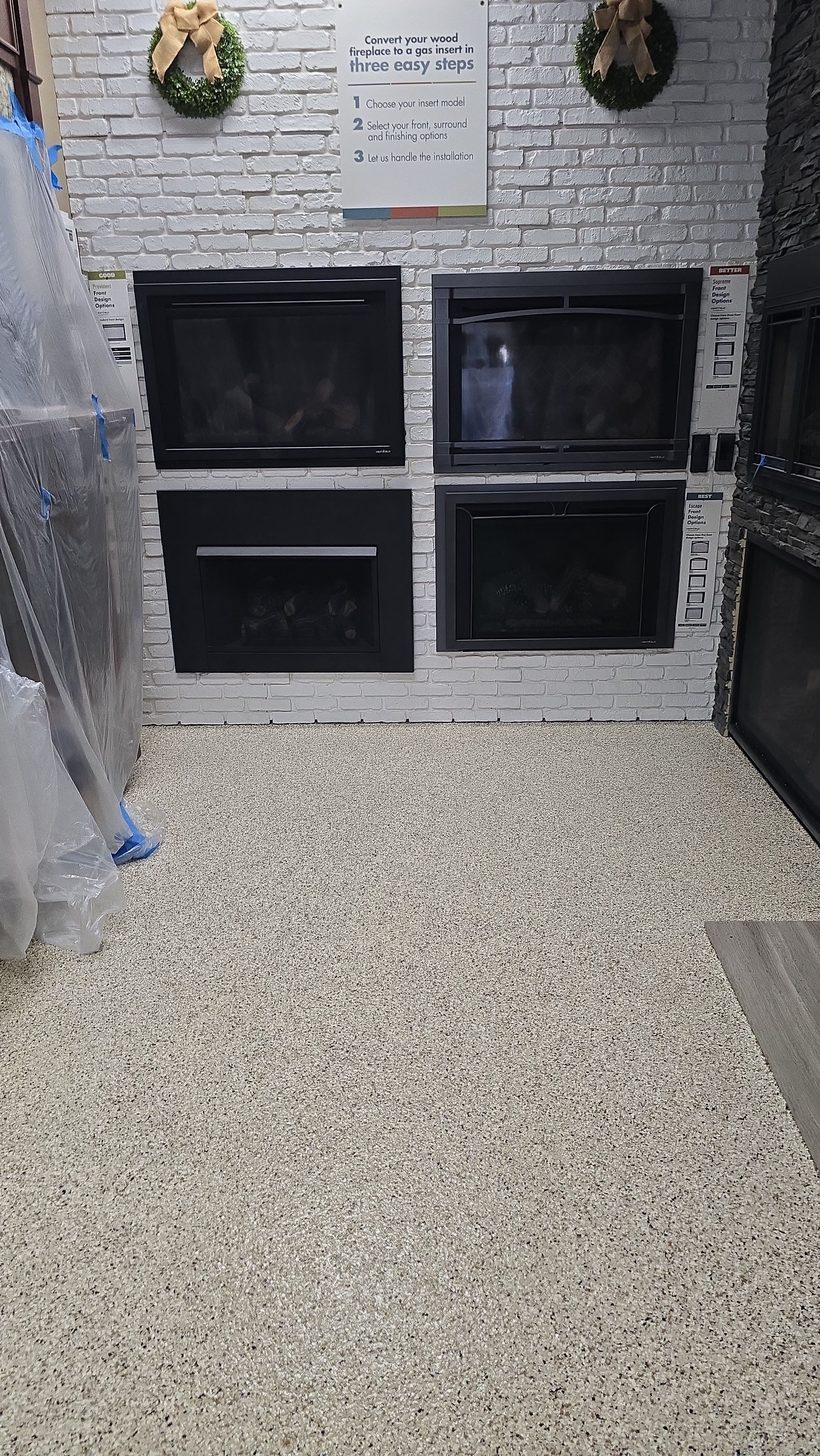 Fireplace Showroom Remodel using Shoreline! by Elite Floor Solutions