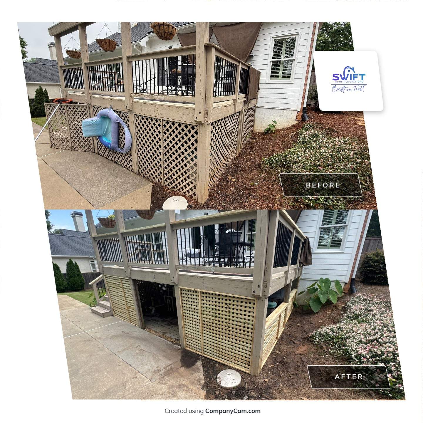 Elevated Wood Deck Refresh with New Lattice Skirting in Marietta by Swift Home Renovations