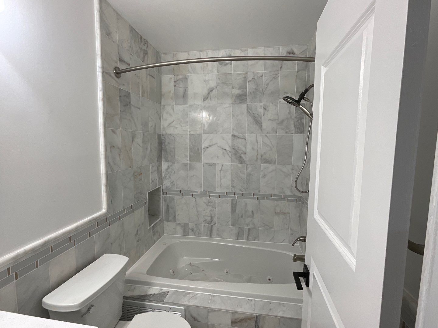 Bathroom Remodel using Two new bathroom design and new floors by Alpha Design Services