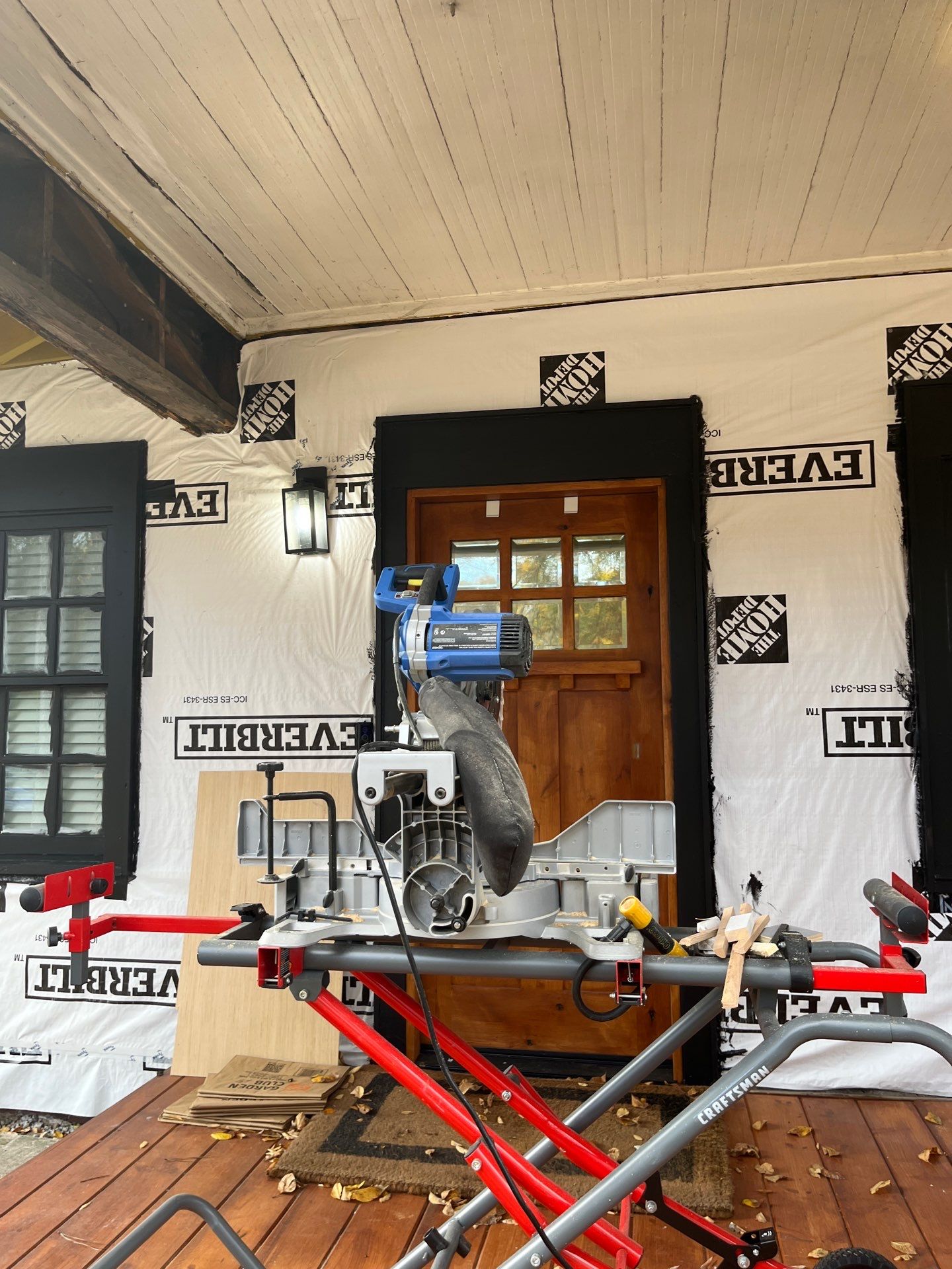 Cedar Tongue & Groove Porch Ceiling Installation Plus James Hardie Siding Replacement by Nelson Exteriors 