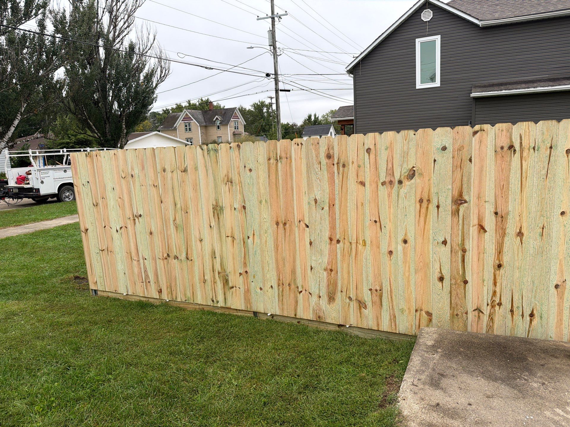 Custom Wood Privacy Fence and Black Chain Link Gate in Independence by Perfect Picket Fence and Stain