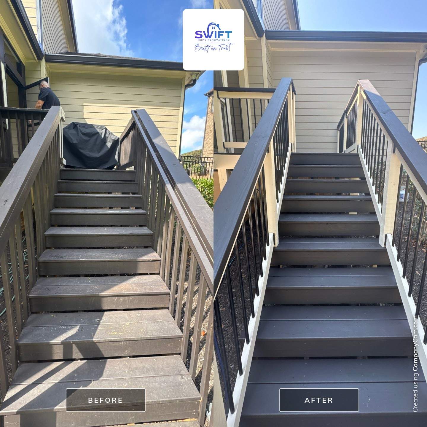 Exterior Painting and Multi-Level Deck Refinishing in Jefferson by Swift Home Renovations