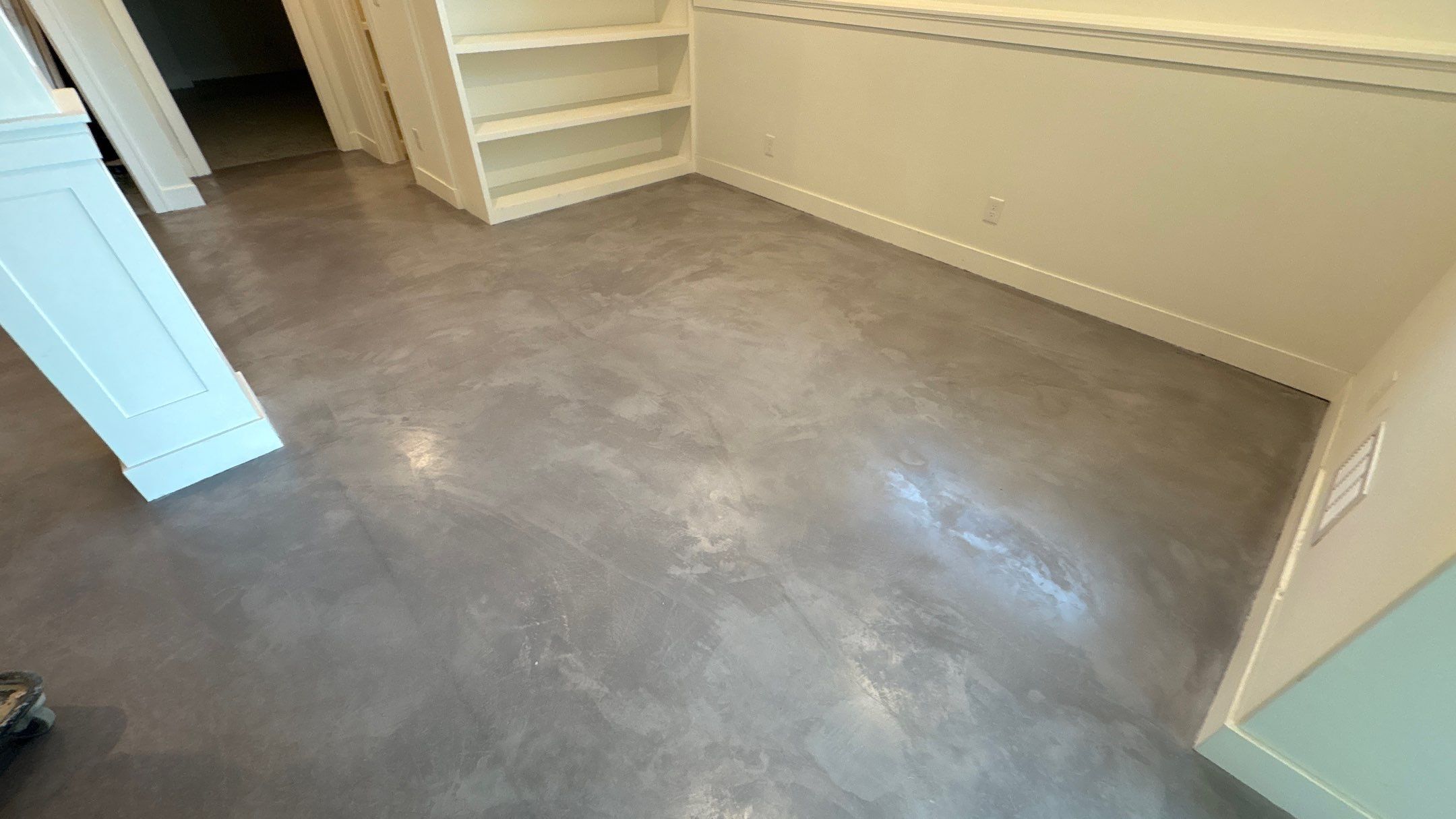 Basement Floor Overlay - Lawrence, KS by Big Red Decorative Concrete, LLC