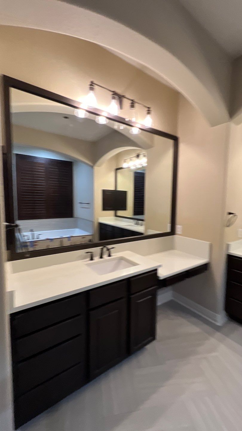 Warm Modern Bathroom Remodel in Stonewall Estates by Legacy Bath and Kitchen 