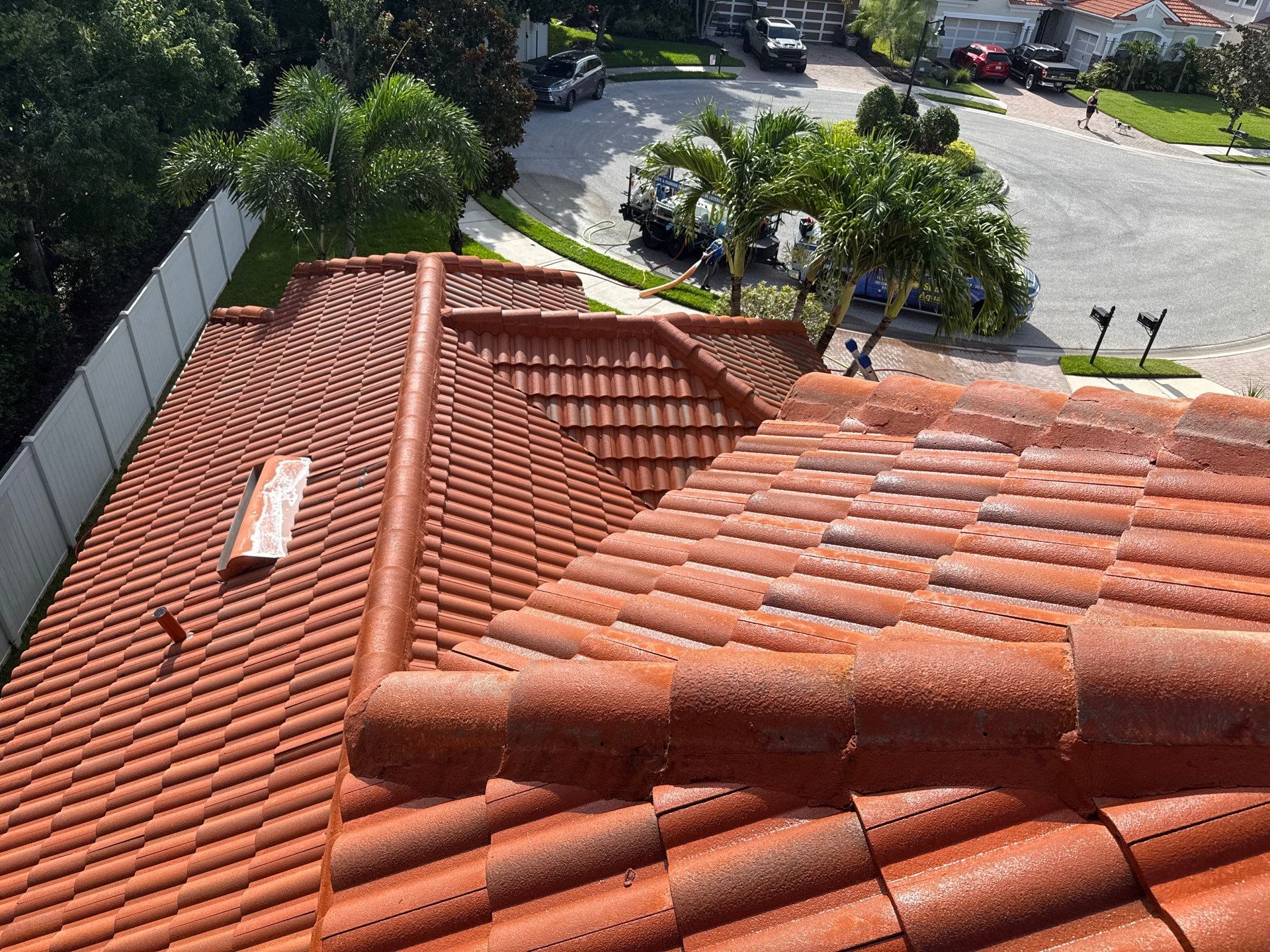 Soft Wash Tile Roof Cleaning in Sonoma Community, Sarasota, FL by Sunshine AquaWash