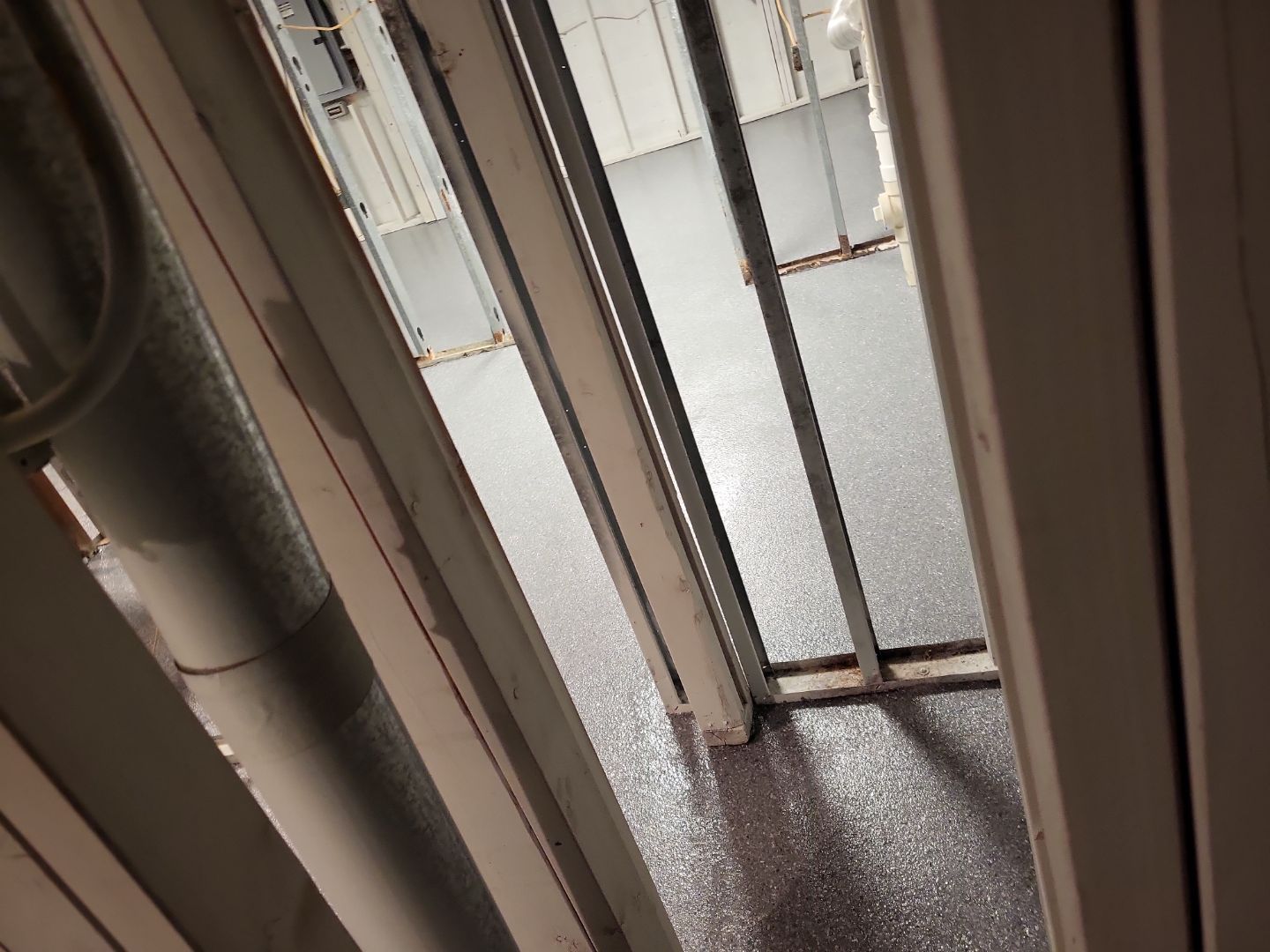 Basement Concrete Floor Coating with Penntek Flake System by Spectrum Painting, LLC