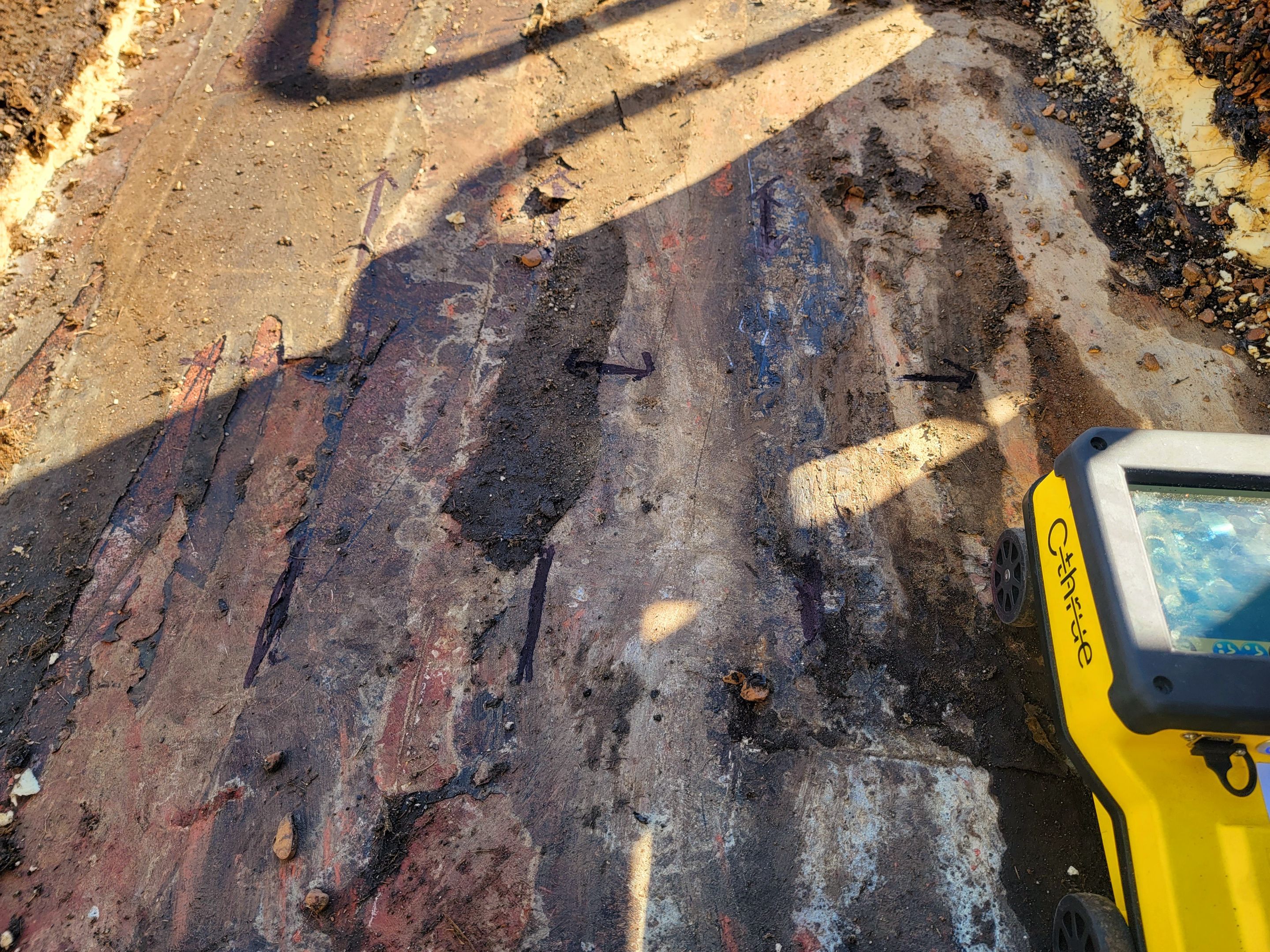Scanning a roof section for rebar by Alsip Locating Service, LLC