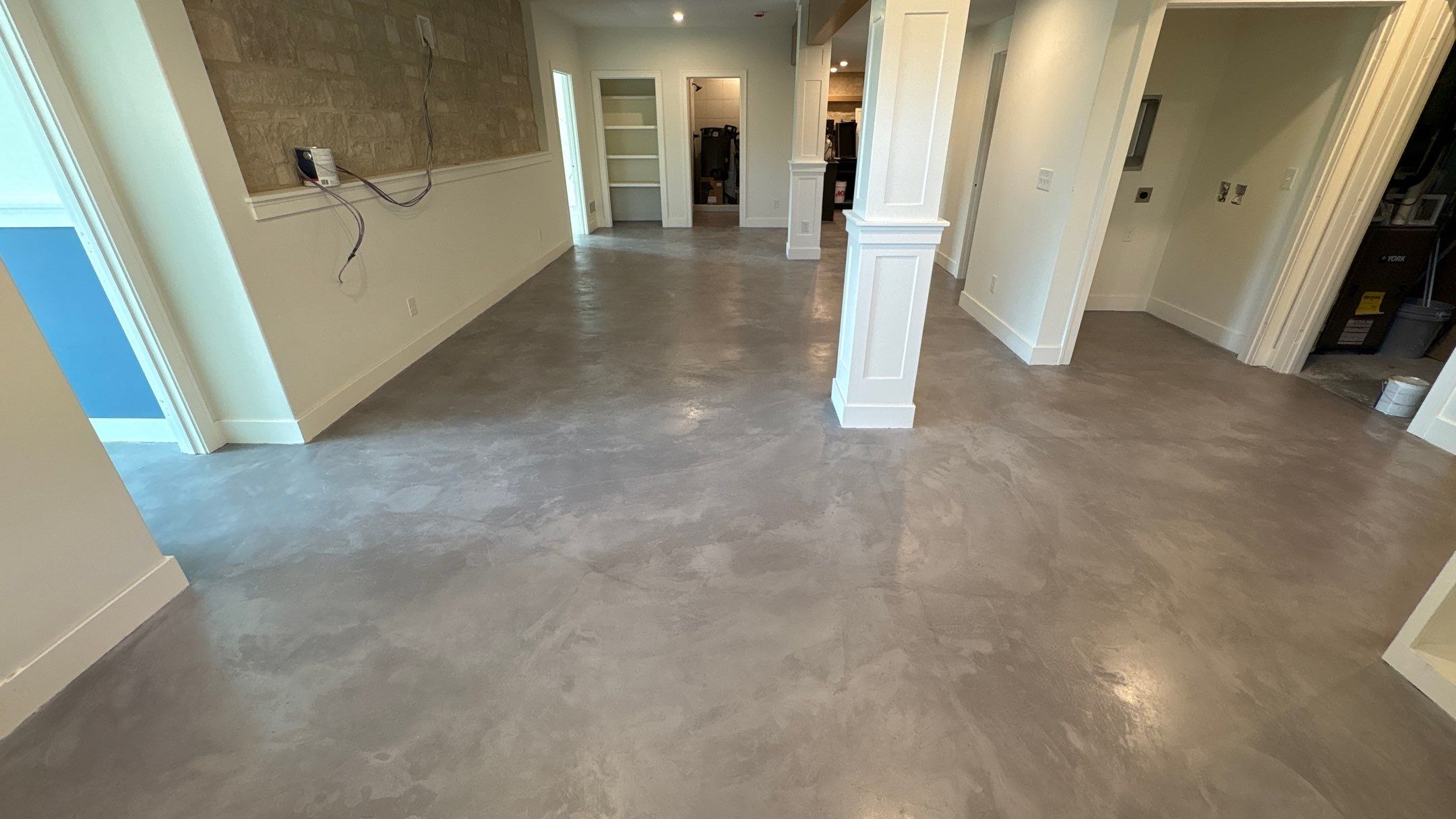 Basement Floor Overlay - Lawrence, KS by Big Red Decorative Concrete, LLC