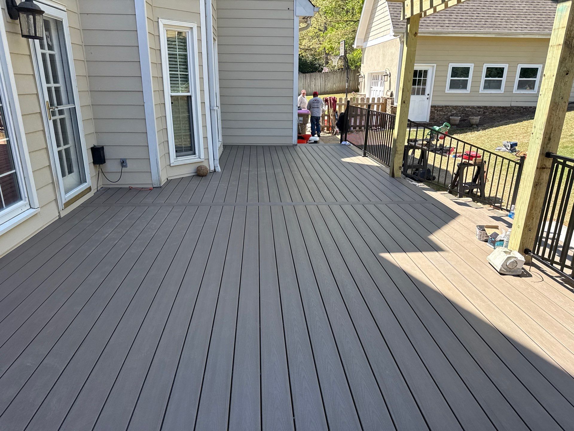 Marietta, GA Deck Replacement using Deckorators Venture Series Decking and Trex Steel Railing by Nelson Exteriors 