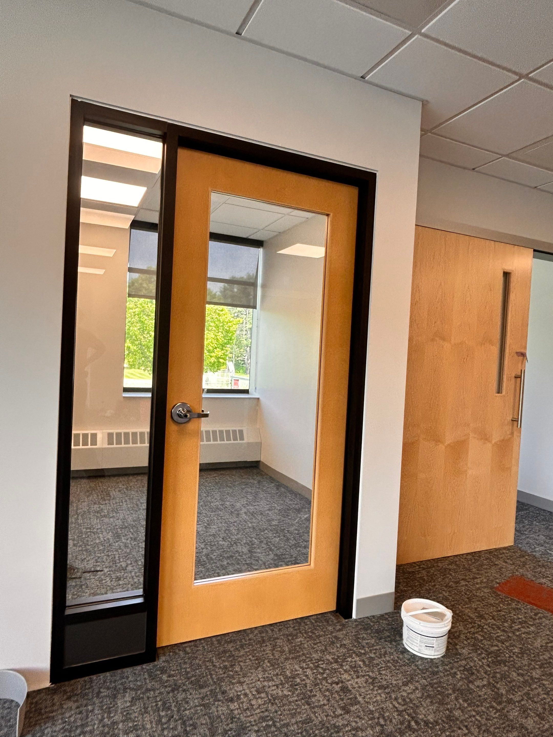 Aluminum Door Frame with Sidelite and Tempered Glass by Cheshire Glass Company