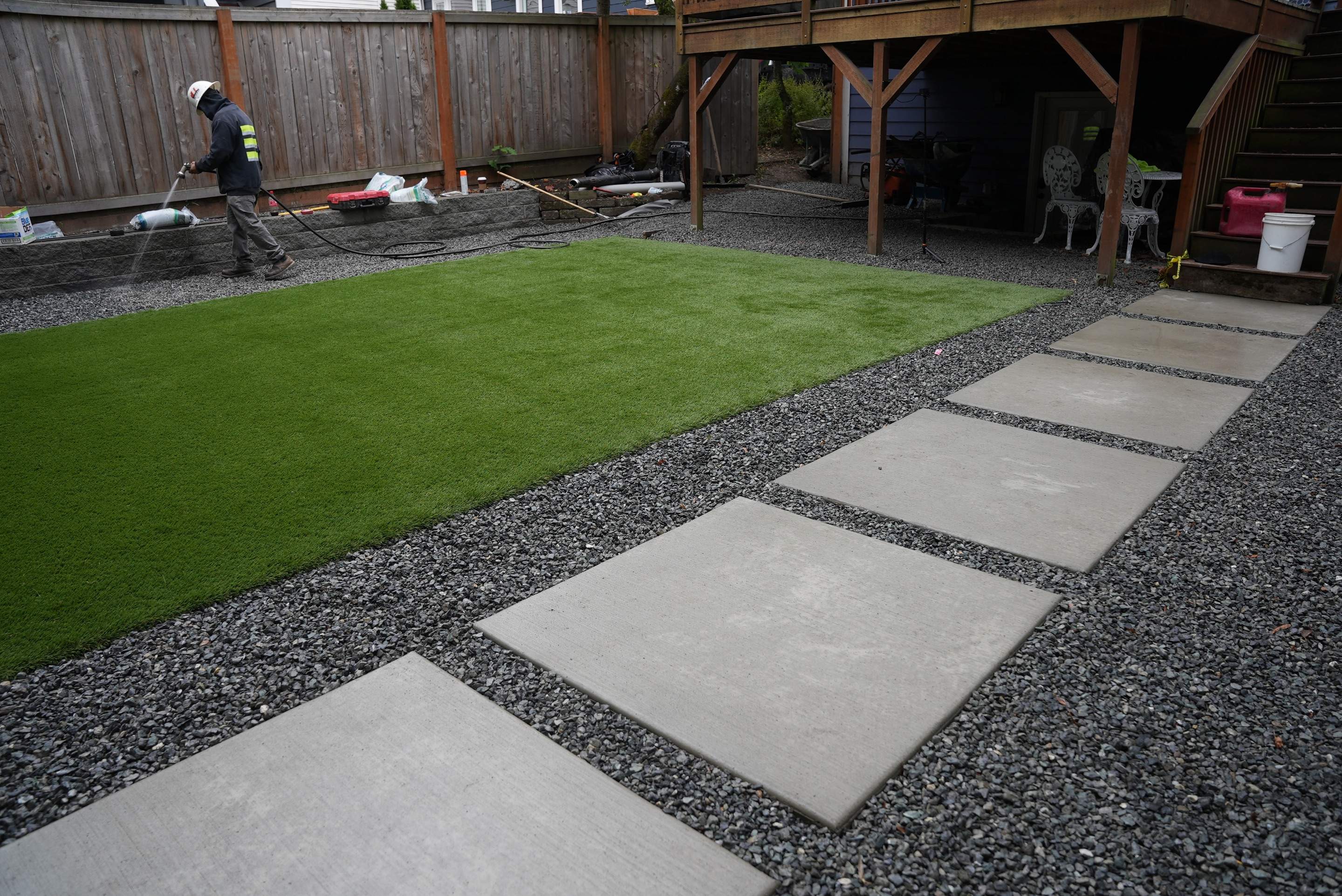 Turf Installation, Retaining Wall & Concrete Walkway | Seattle  by Jireh Asphalt & Concrete Inc 