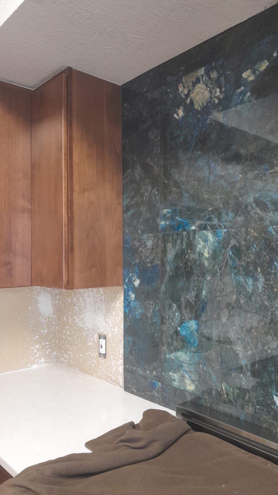 Custom Kitchen Renovation and Master Shower Installation in Pipe Creek by Mena stone surfaces