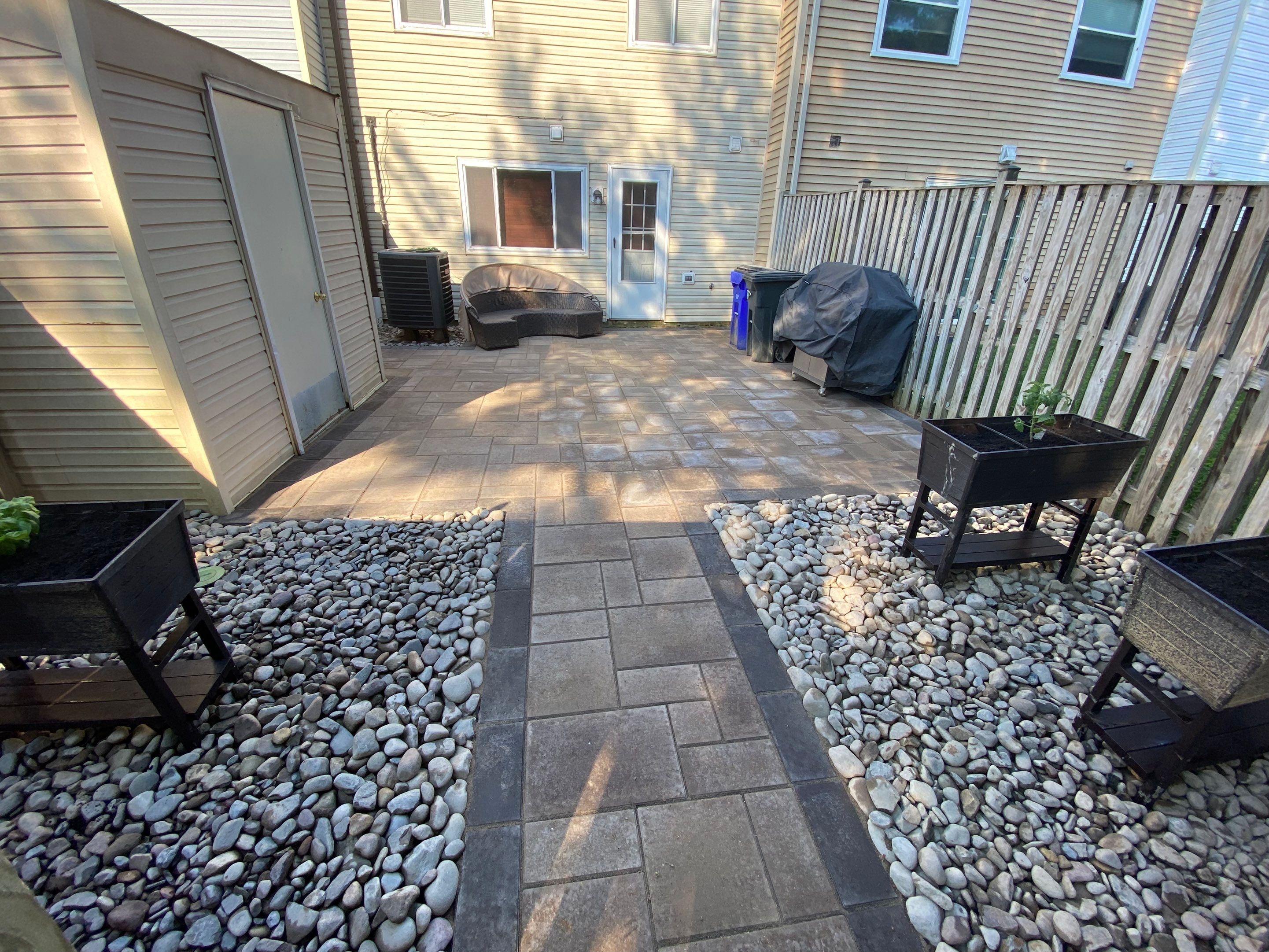 Backyard Transformation using Techo-Bloc Pavers by The Smet Companies, LLC