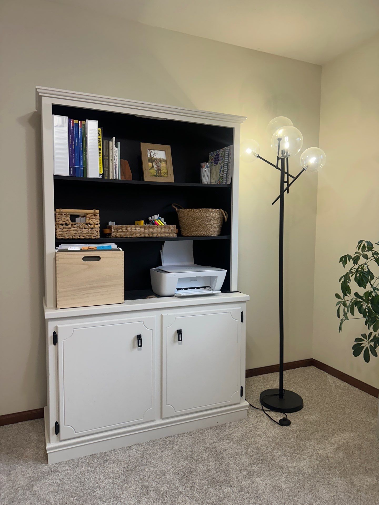 Custom Dark Wood Blind Installation for Lincoln Home Office by CompanyCam Sales Demo