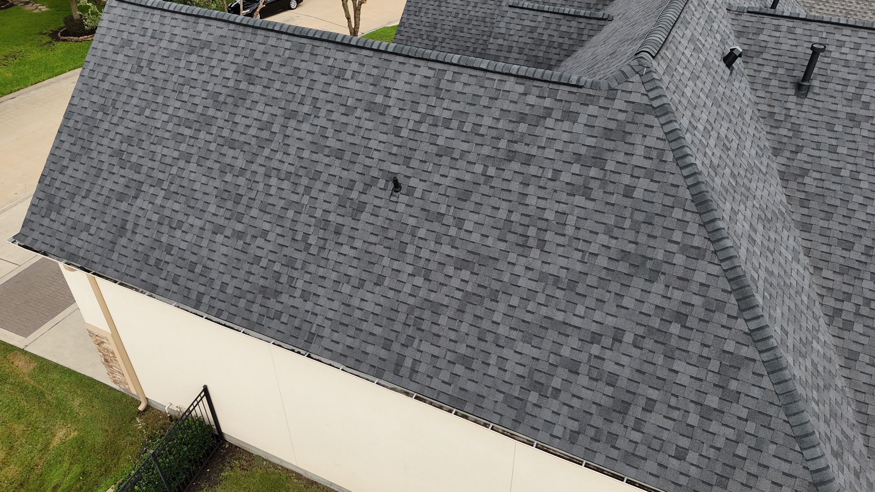 Residential Roofing Installation using Certainteed Landmark after last year's tornado in Cypress by Core Four Roofing