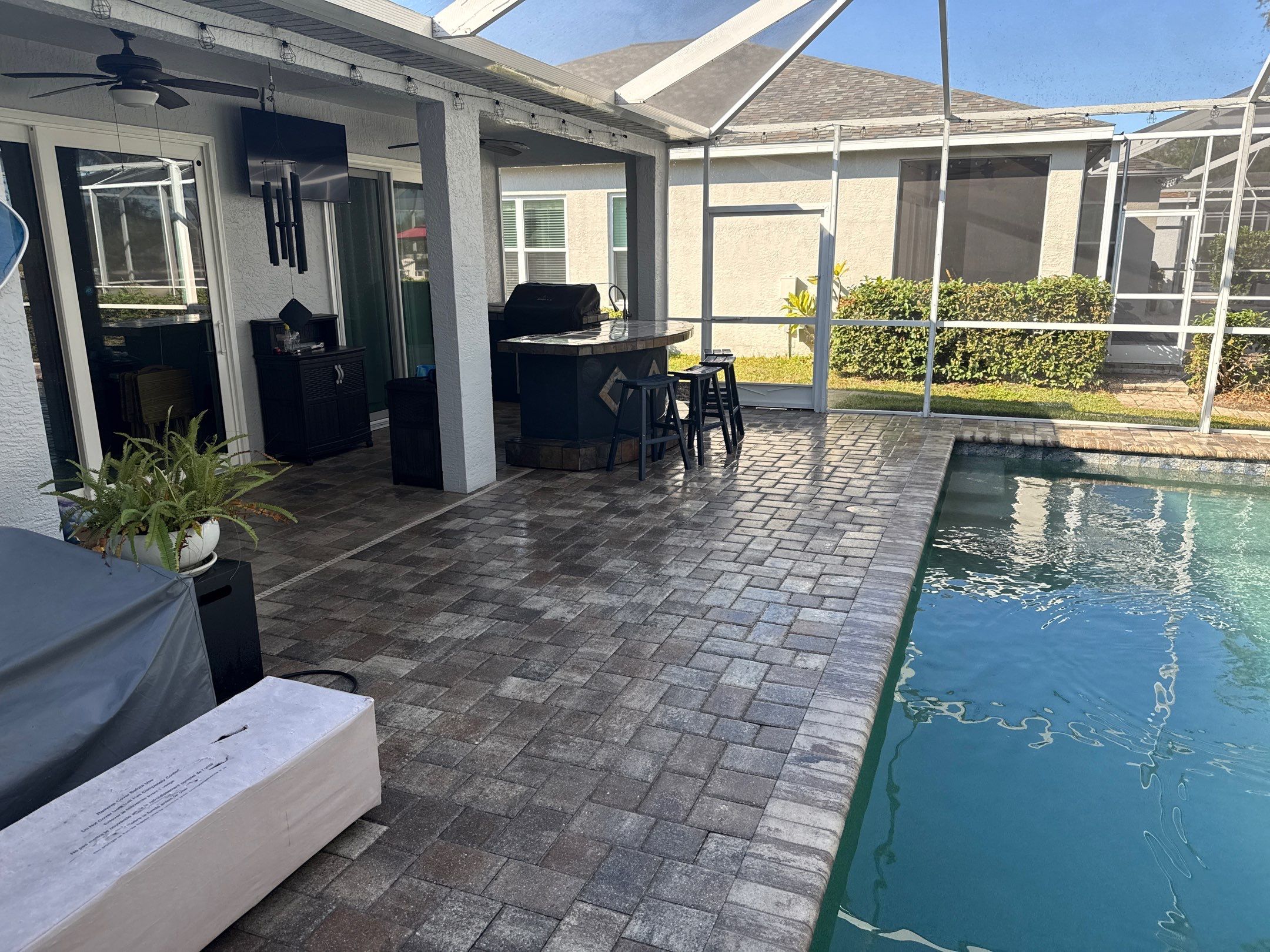 Paver Pool Deck Cleaning & Pool Cage Cleaning in River Point of Manatee – Bradenton, FL by Sunshine AquaWash