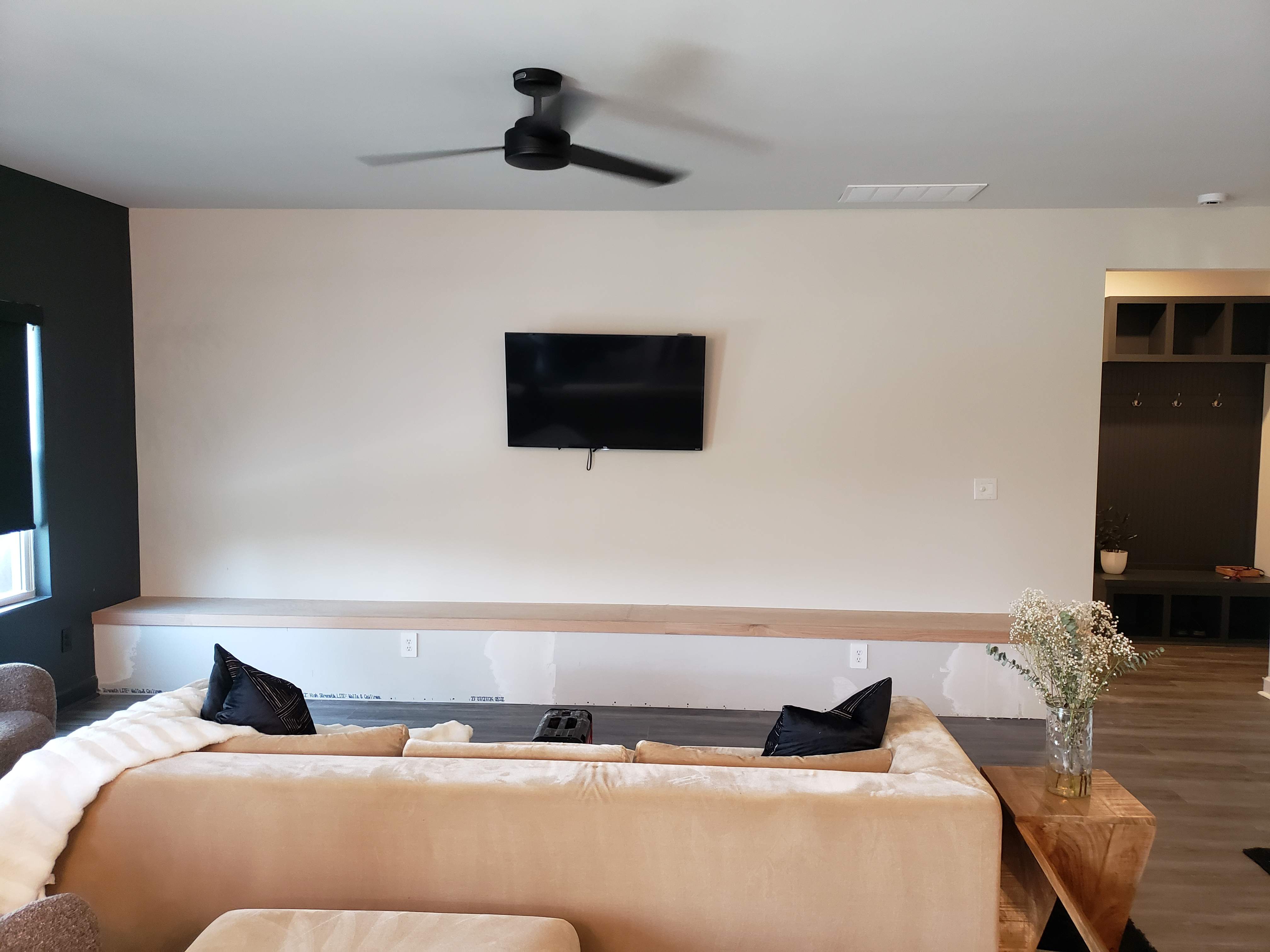 Custom Bench Build with Soundproofing Panels by A Step Above Handy LLC 