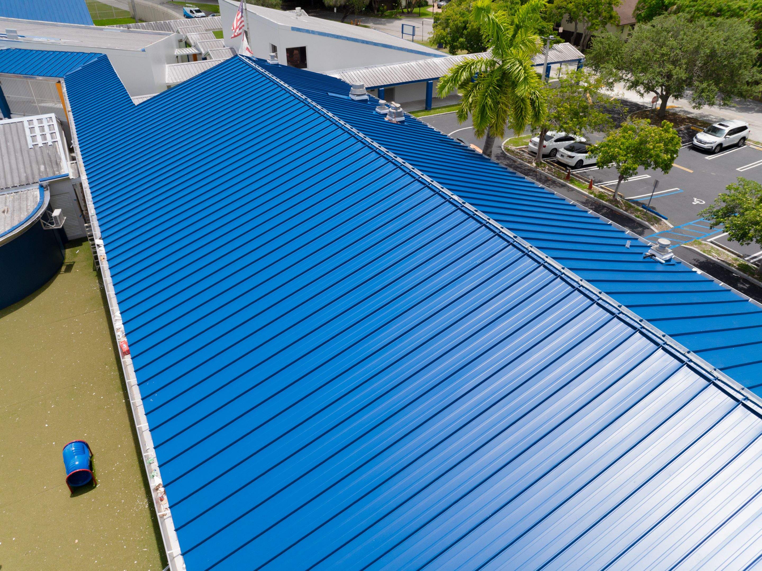 24ga 1.5" Mechanical Seam Slate Blue by Total Roofing System The Metal Roof Experts