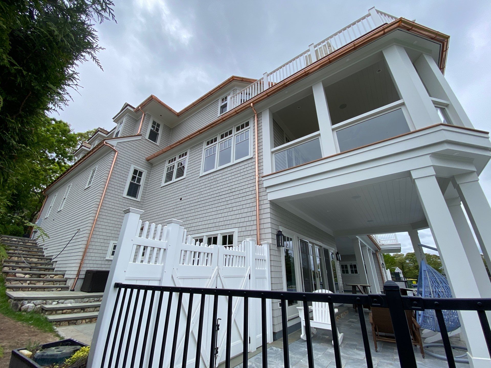 Half Round Copper Gutter Installed in Mashpee, MA by Gutter Pro Enterprises