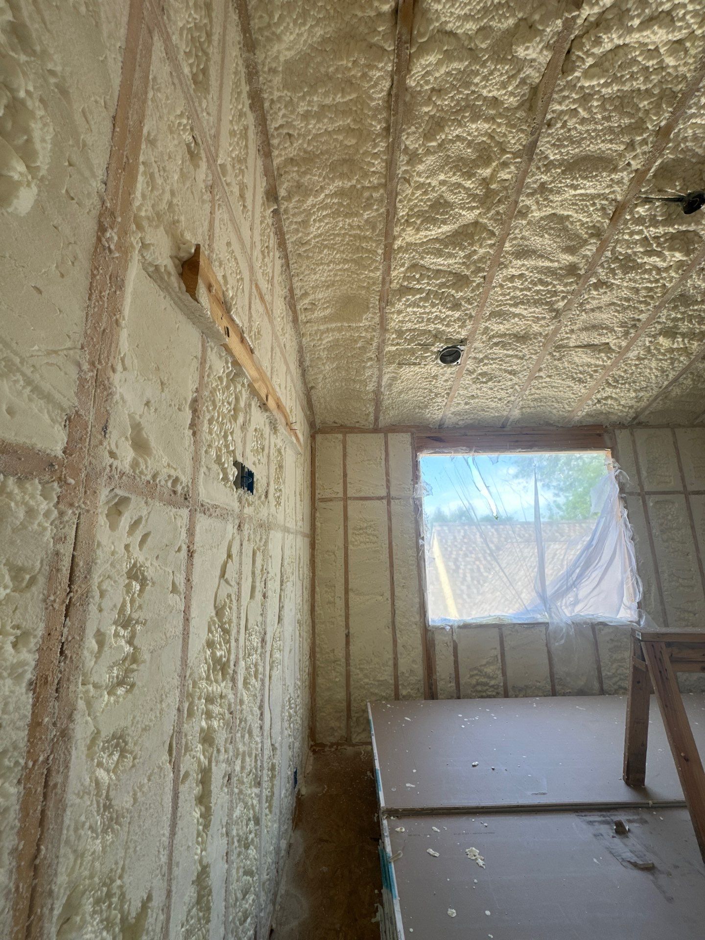 Full encapsulation with open cell spray foam on this custom home in Dallas by Apex Insulation Solutions