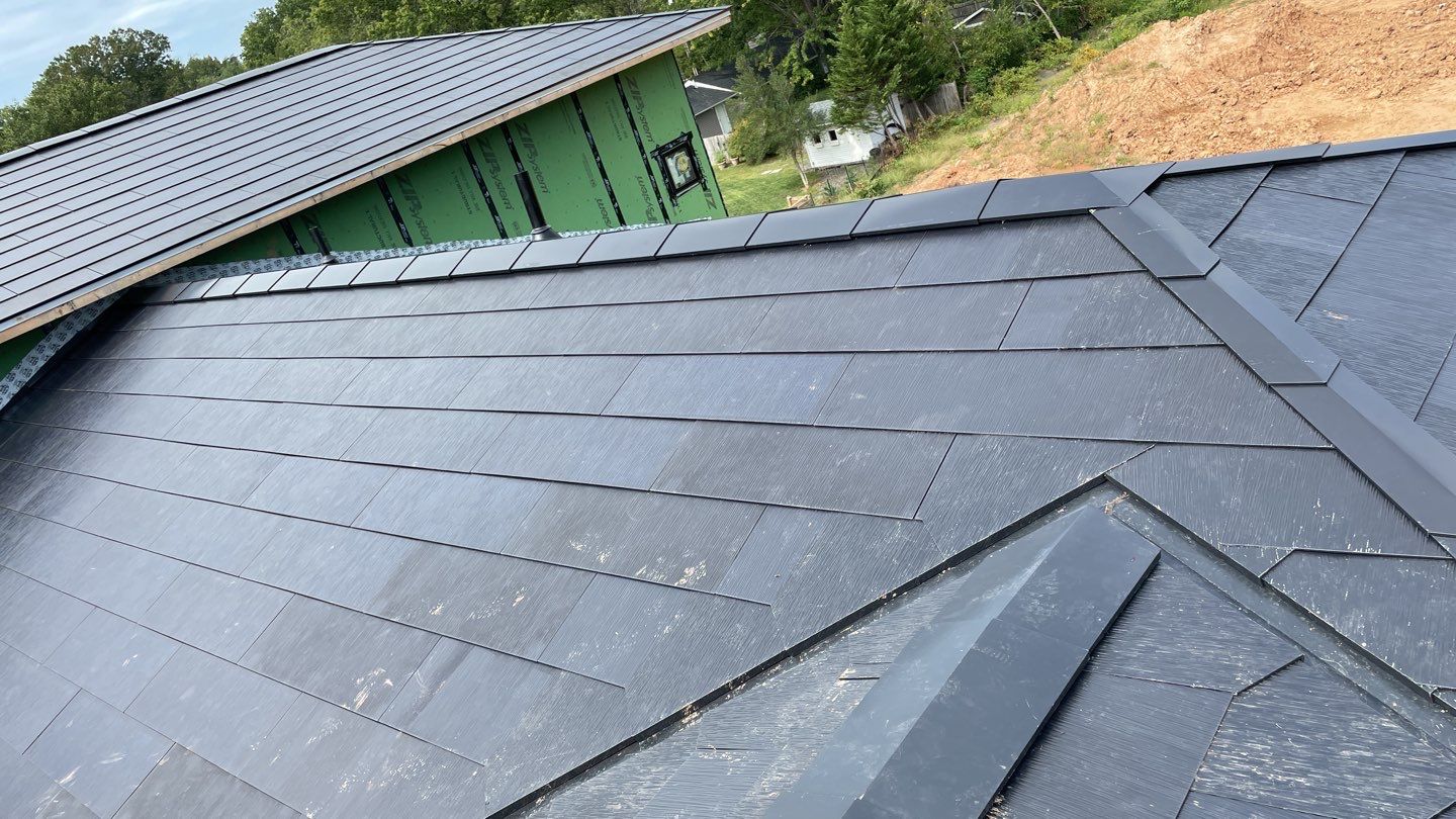 Tesla Solar Roof  using Tesla Solar Roof V3 tiles by American Home Contractors
