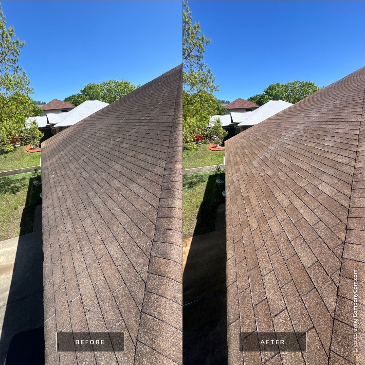 Shingle Roof Wash Project in San Antonio by Bright Choice