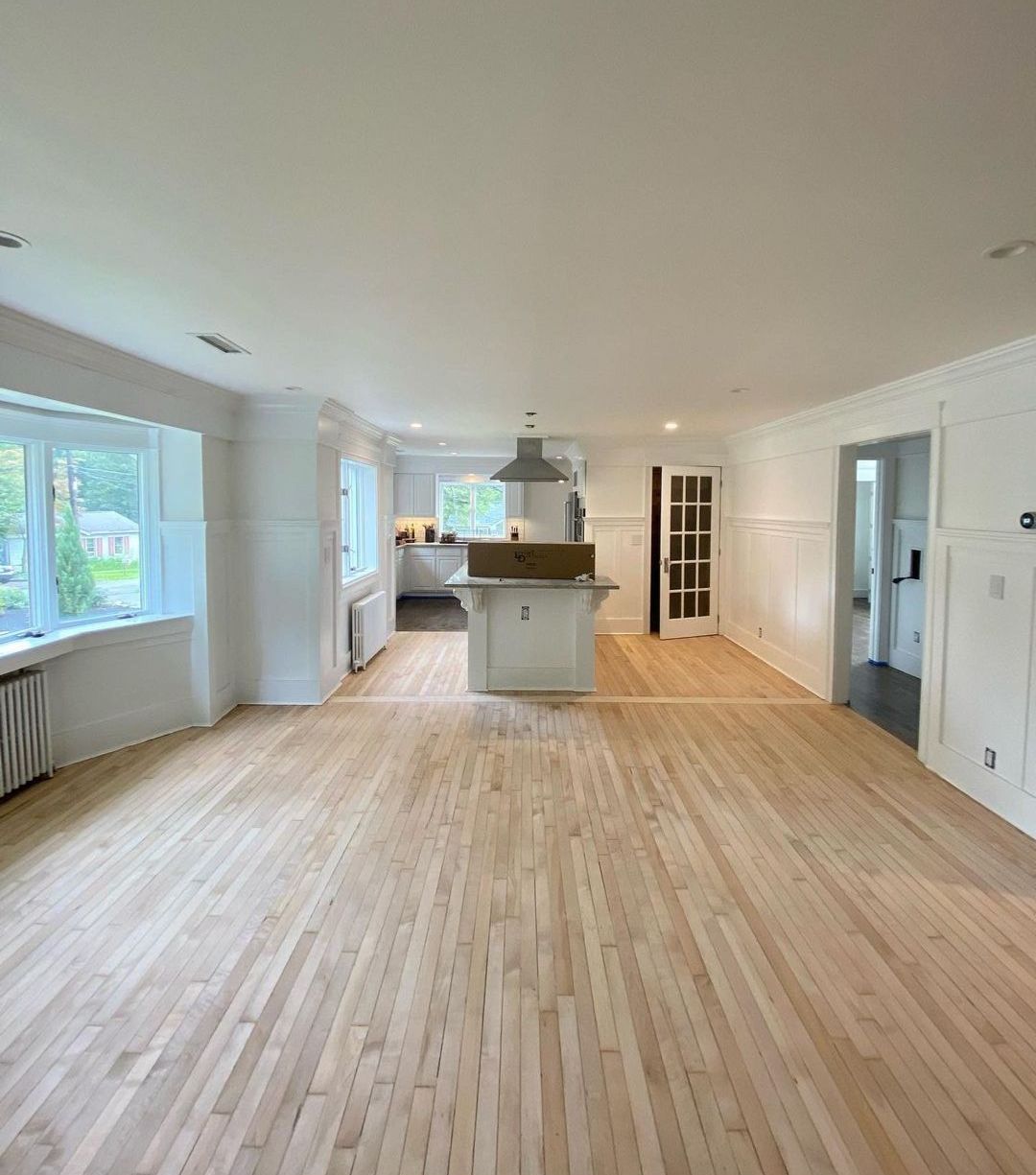 Sand & Refinish Red Oak with Duraseal Jacobean and Bona Mega Satin Finish using Bona Mega Satin by Footprints Floors Morristown