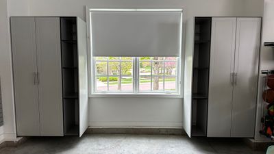 Brooke L. added cabinets for a clean storage look