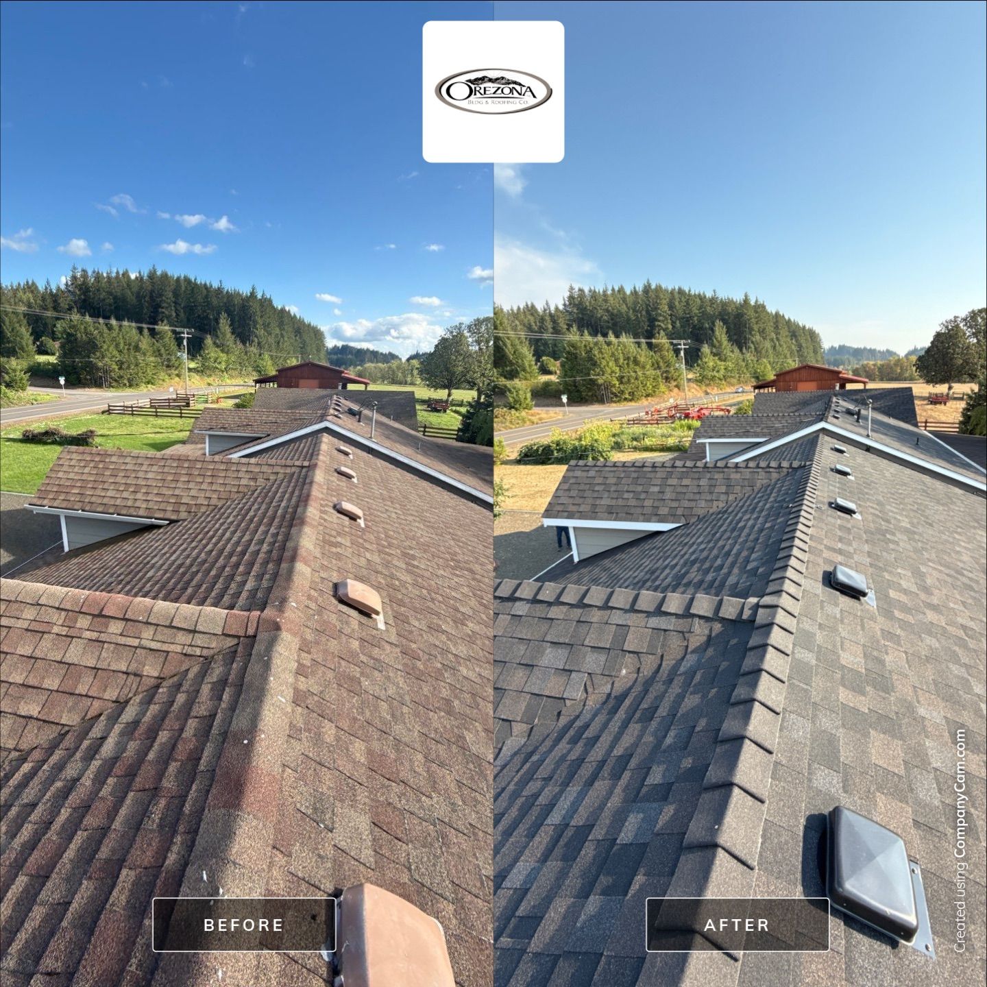 Residential Roof Replacement with Metal Accents by Orezona Building & Roofing Company, Inc.